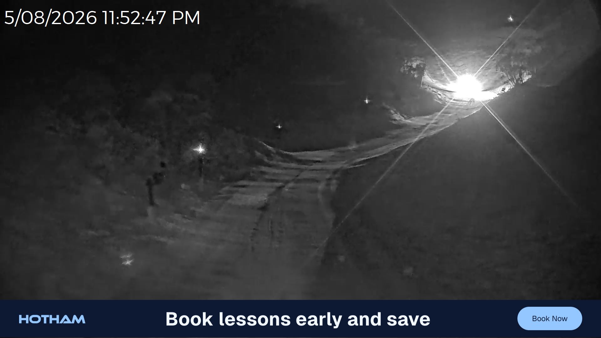 Mt Hotham Snake Gully snow cam captured at 5 August 2026 at 11:54 pm AEST