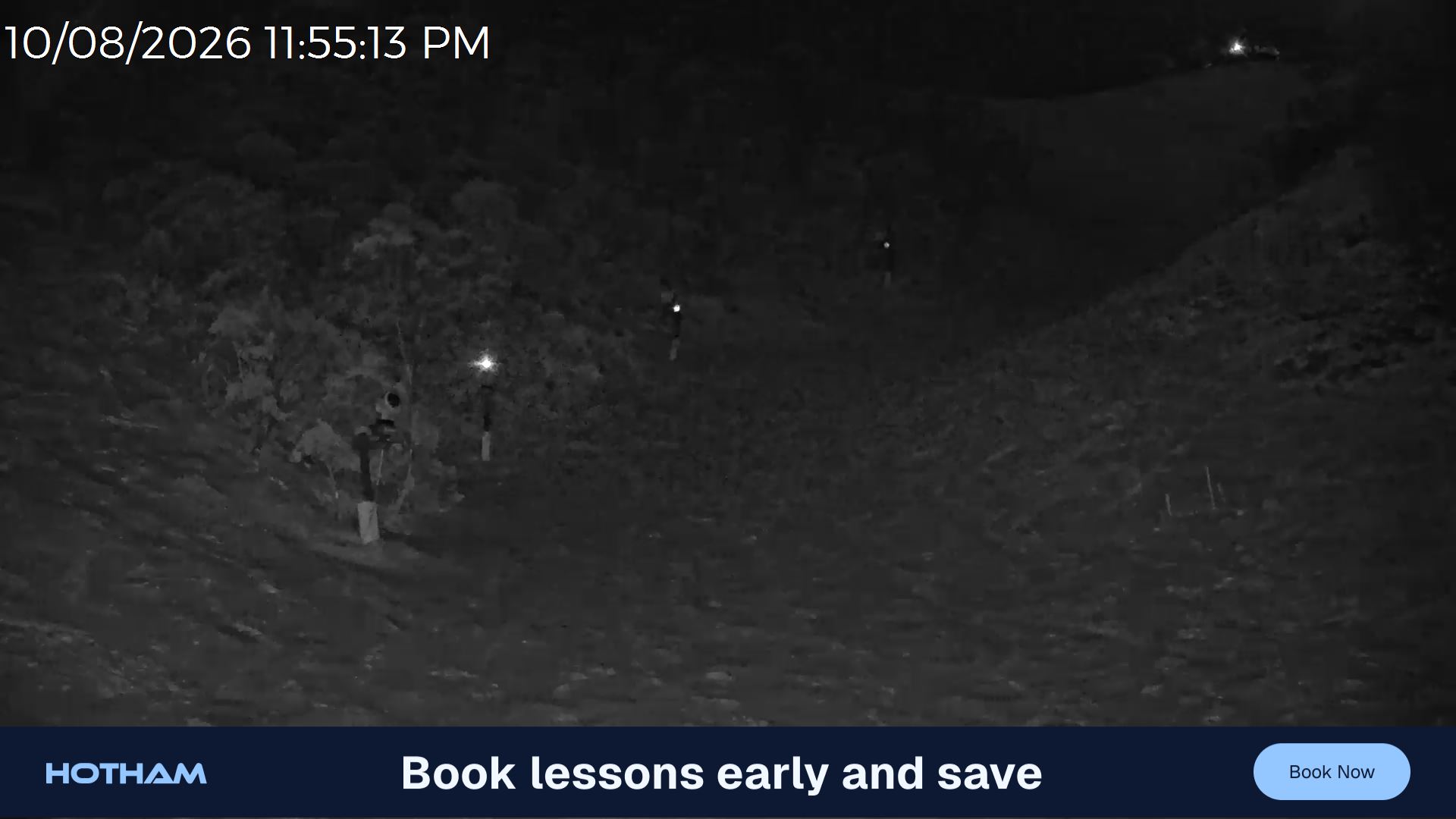 Mt Hotham Snake Gully snow cam captured at 10 August 2026 at 11:55 pm AEST