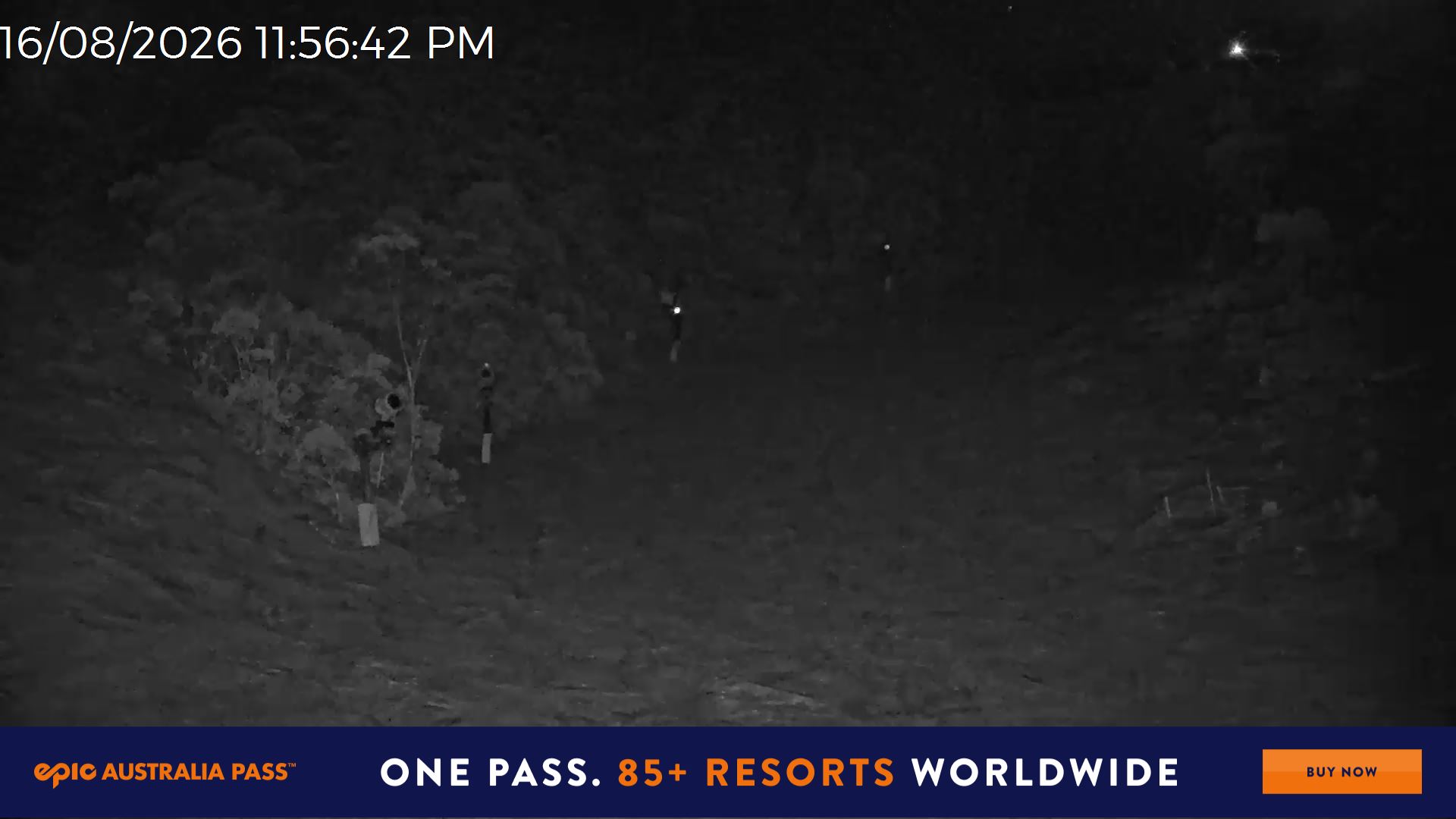 Mt Hotham Snake Gully snow cam captured at 16 August 2026 at 11:57 pm AEST