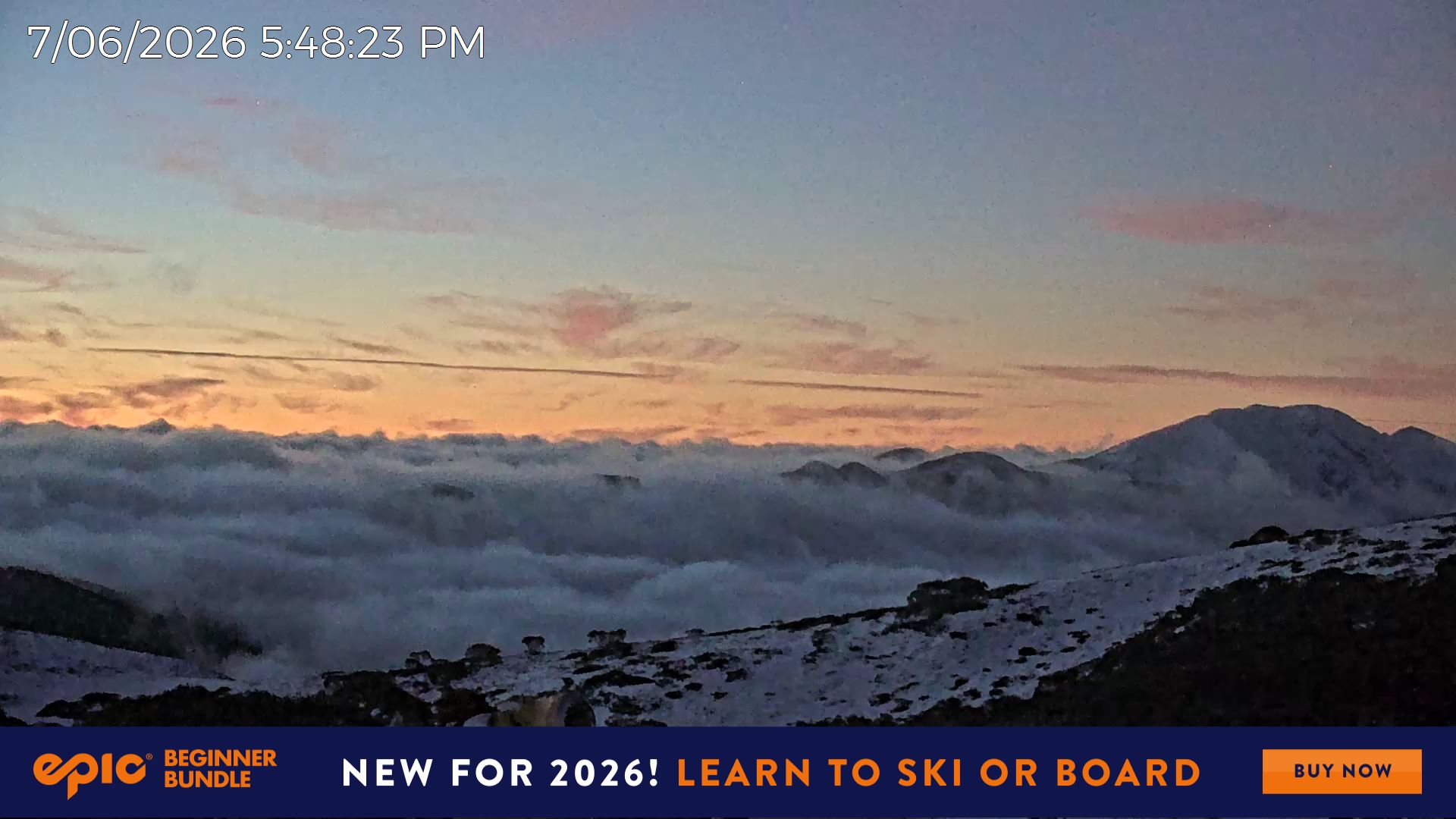 Mt Hotham Razorback snow cam captured at 7 June 2026, 1:05 pm