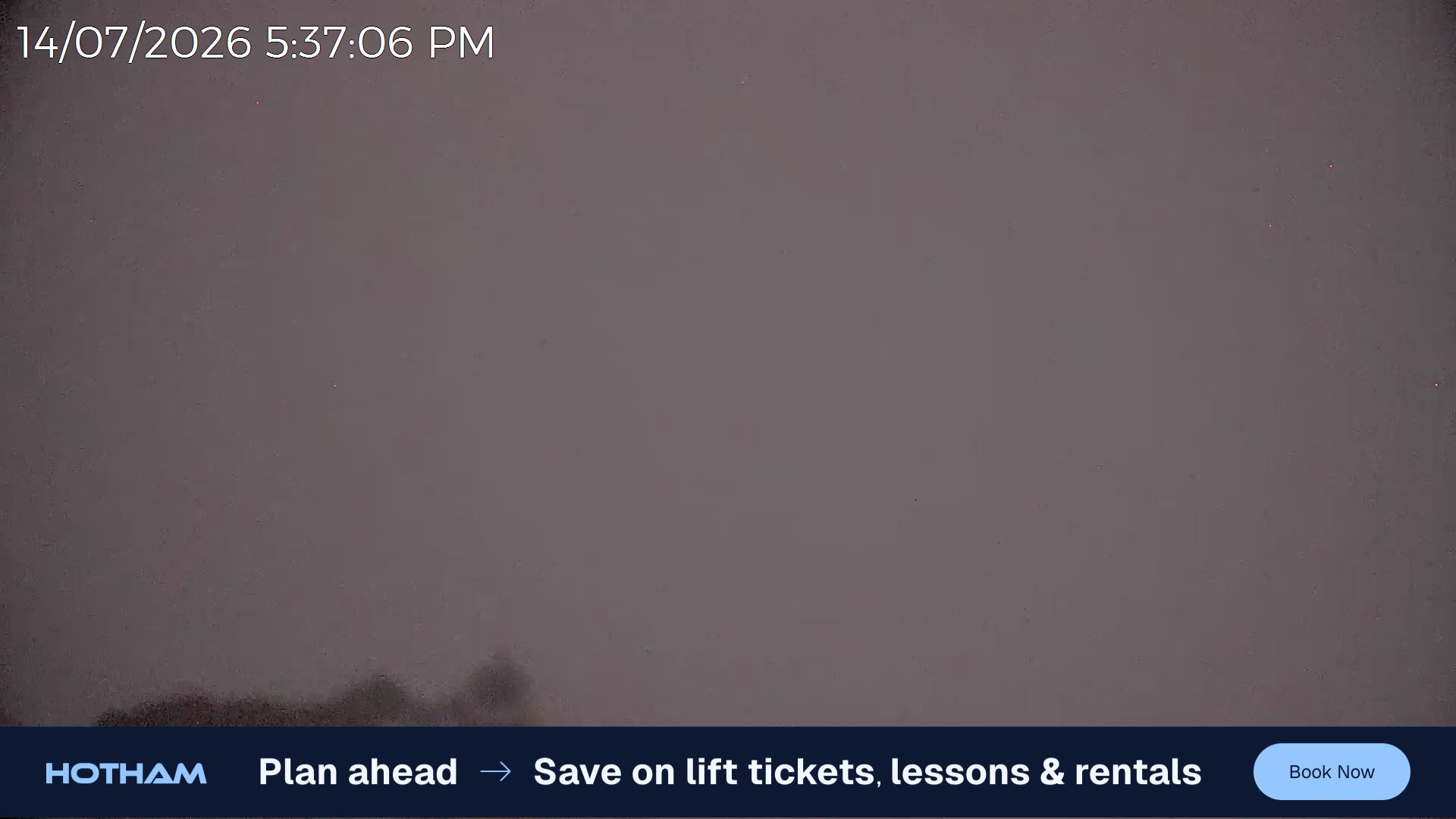 Mt Hotham Razorback snow cam captured at 14 July 2026 at 5:39 pm AEST