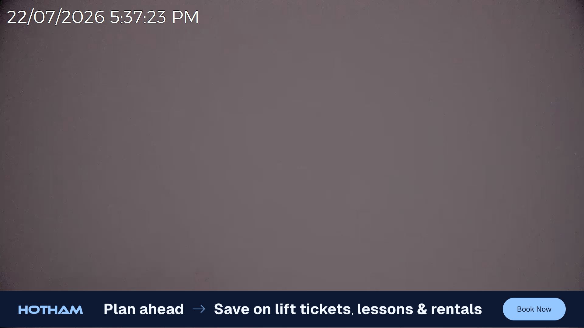 Mt Hotham Razorback snow cam captured at 22 July 2026 at 5:38 pm AEST