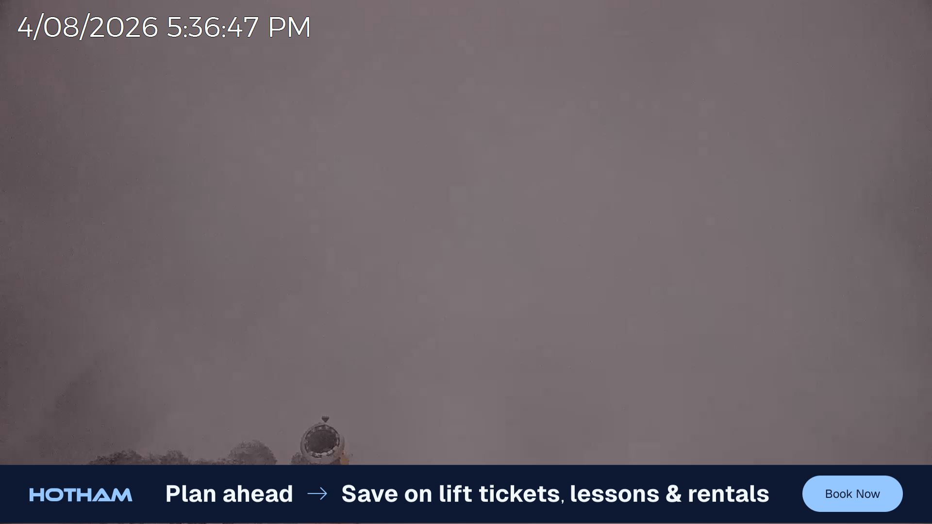 Mt Hotham Razorback snow cam captured at 4 August 2026 at 5:38 pm AEST