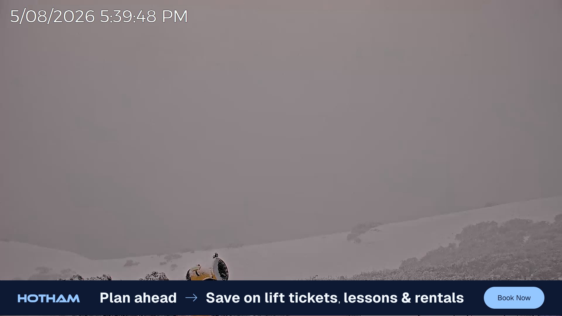 Mt Hotham Razorback snow cam captured at 5 August 2026 at 5:50 pm AEST