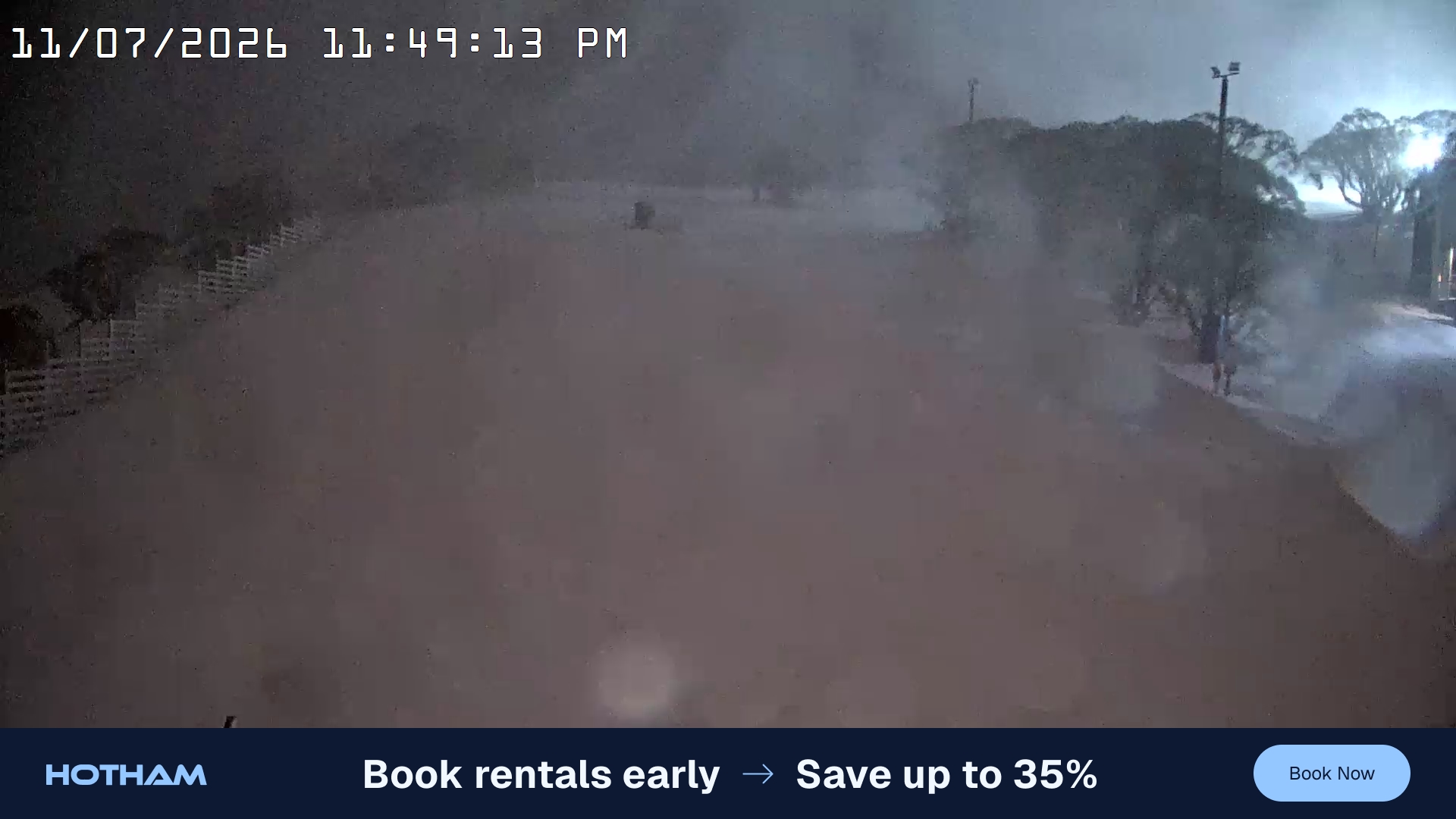 Mt Hotham Big D snow cam captured at 11 July 2026 at 11:49 pm AEST