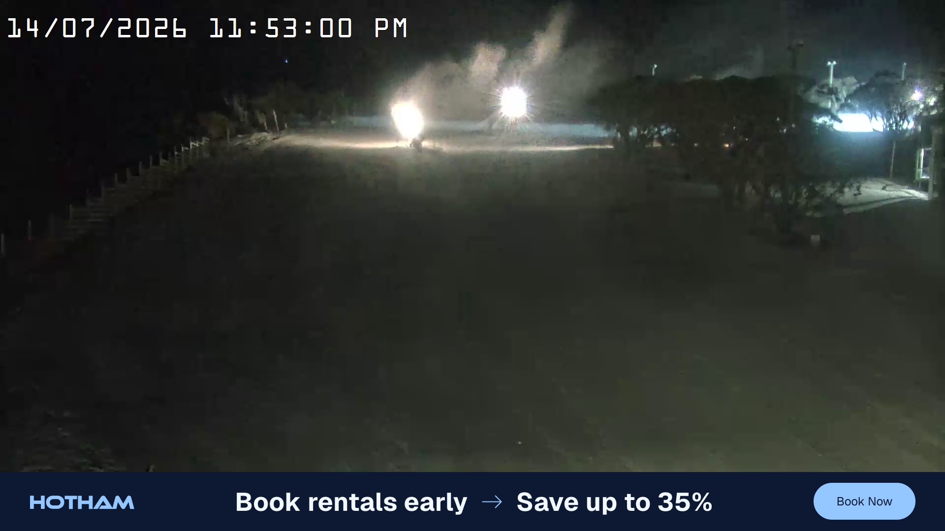 Mt Hotham Big D snow cam captured at 14 July 2026 at 11:53 pm AEST