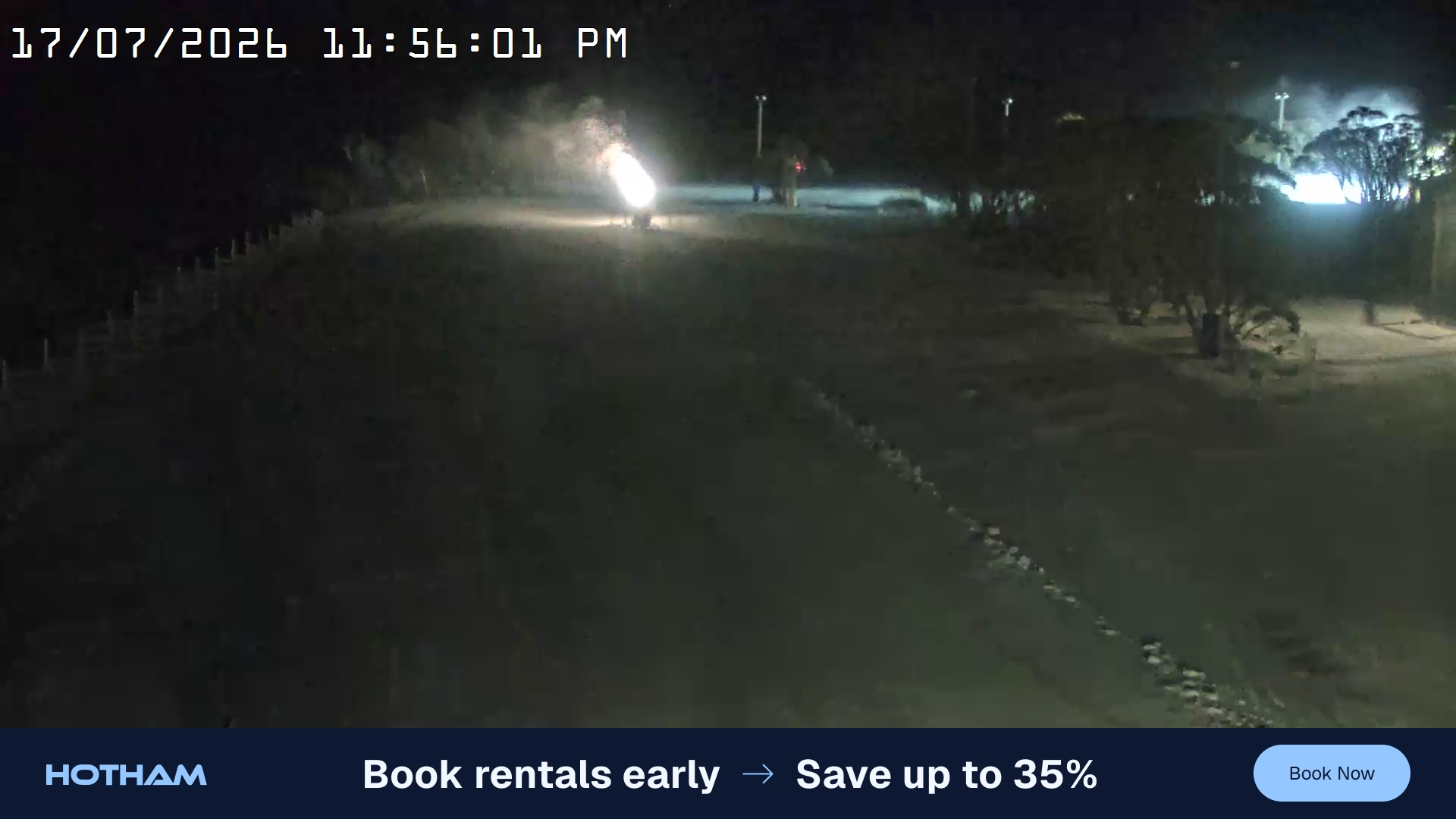 Mt Hotham Big D snow cam captured at 17 July 2026 at 11:56 pm AEST