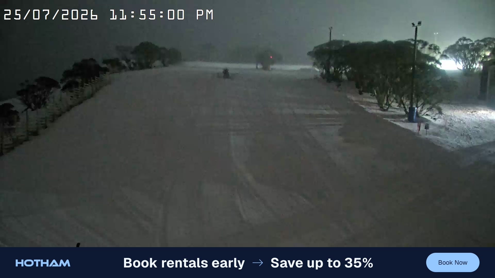 Mt Hotham Big D snow cam captured at 25 July 2026 at 11:56 pm AEST