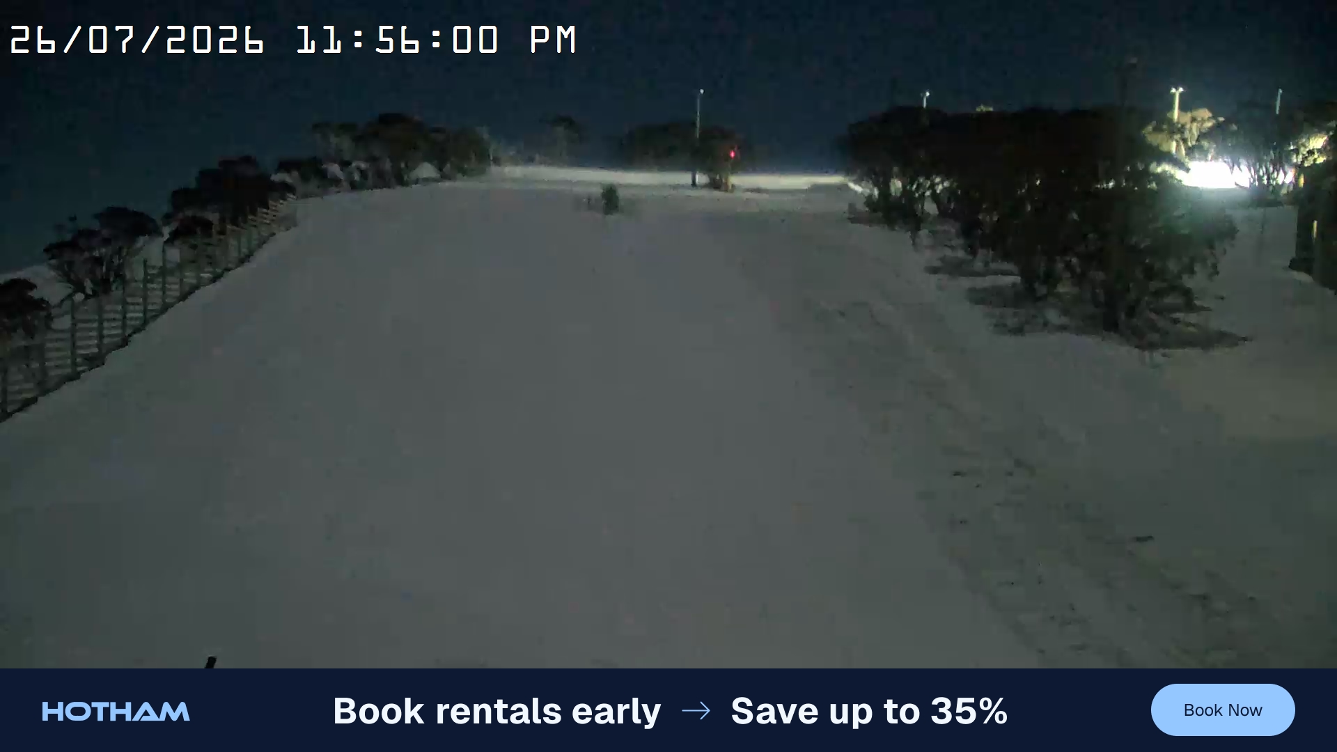 Mt Hotham Big D snow cam captured at 26 July 2026 at 11:57 pm AEST