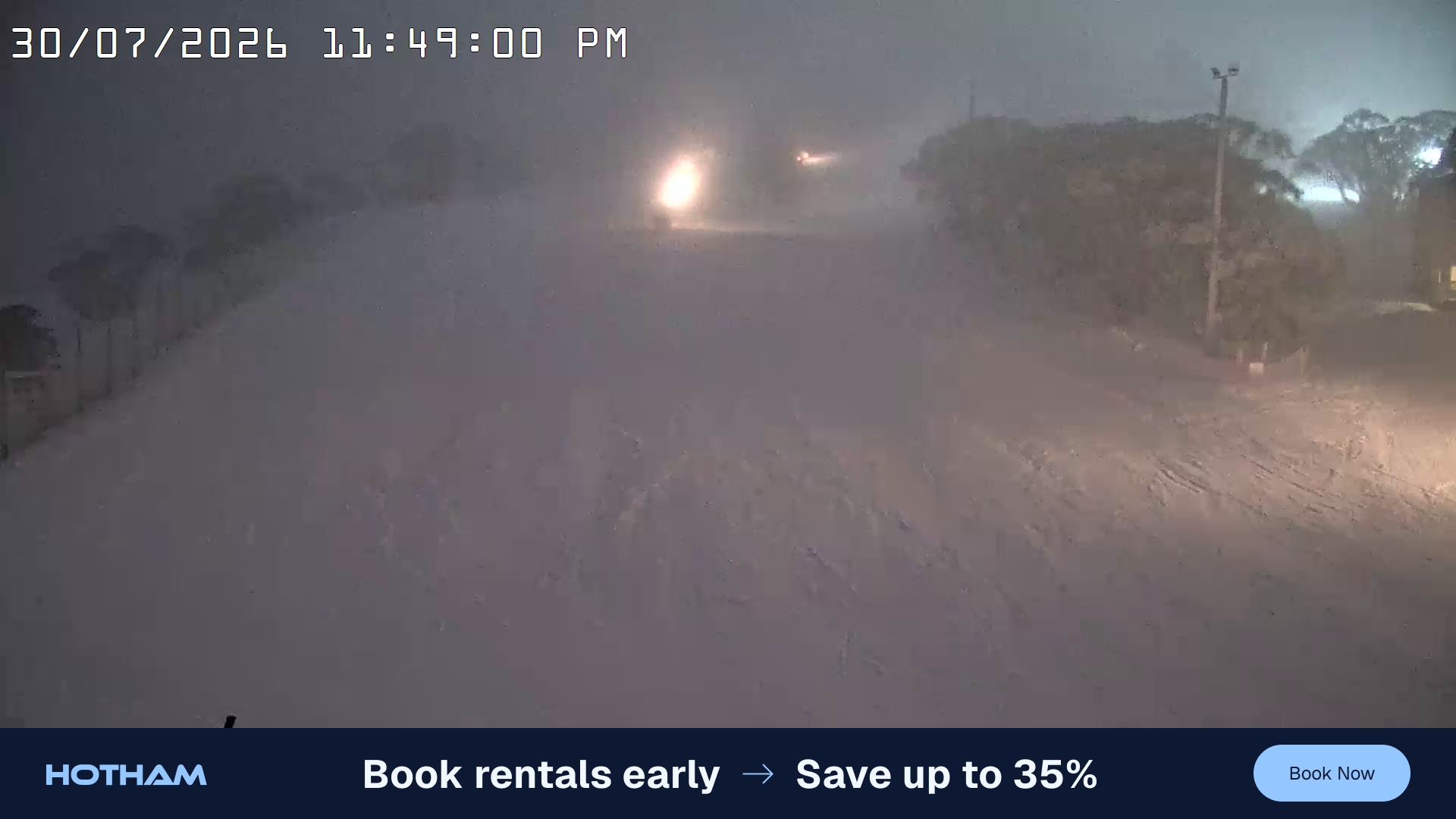 Mt Hotham Big D snow cam captured at 30 July 2026 at 11:49 pm AEST