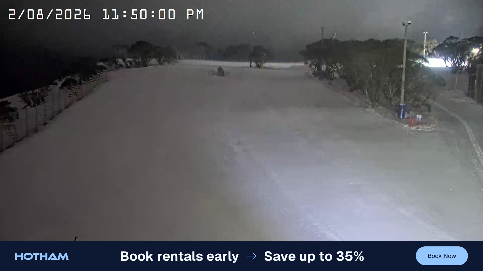Mt Hotham Big D snow cam captured at 2 August 2026 at 11:50 pm AEST