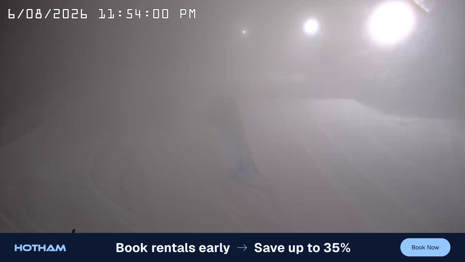 Mt Hotham Big D snow cam captured at 6 August 2026 at 11:54 pm AEST