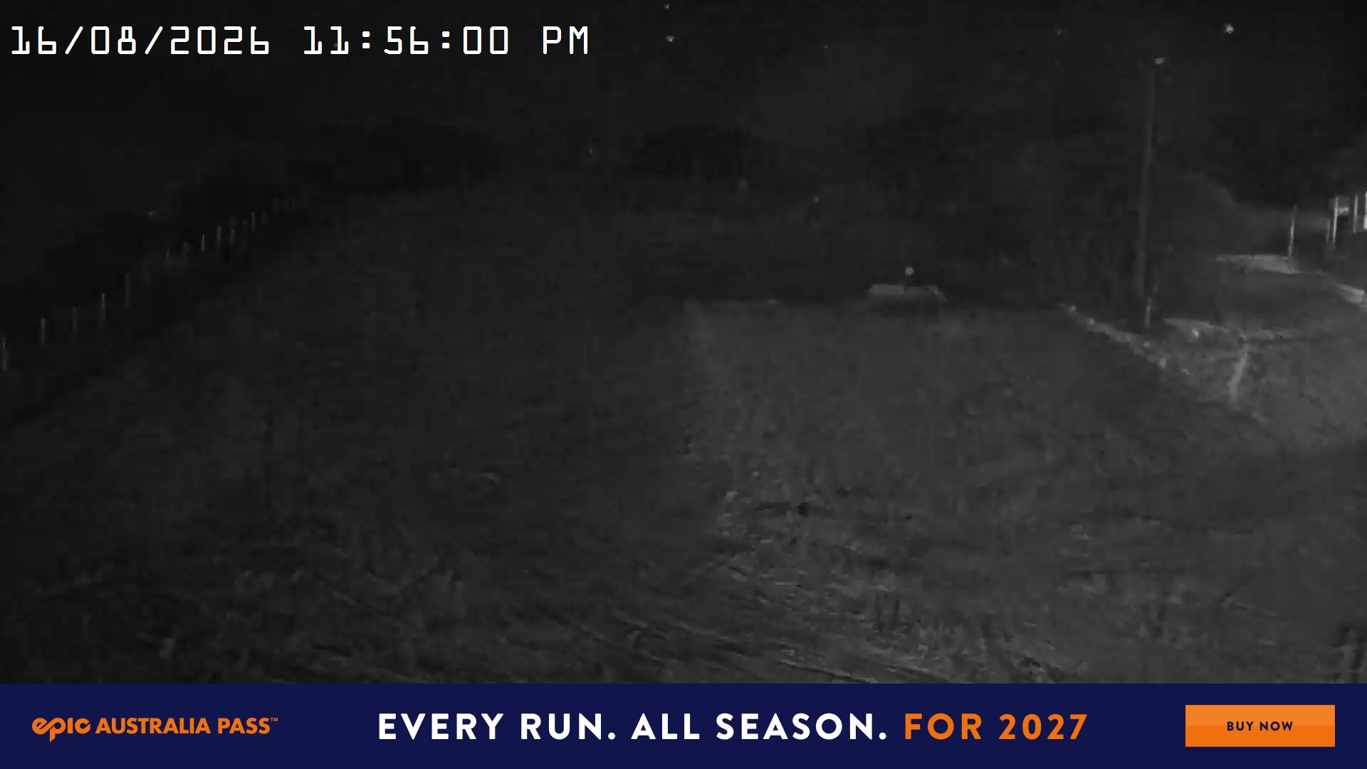 Mt Hotham Big D snow cam captured at 16 August 2026 at 11:57 pm AEST