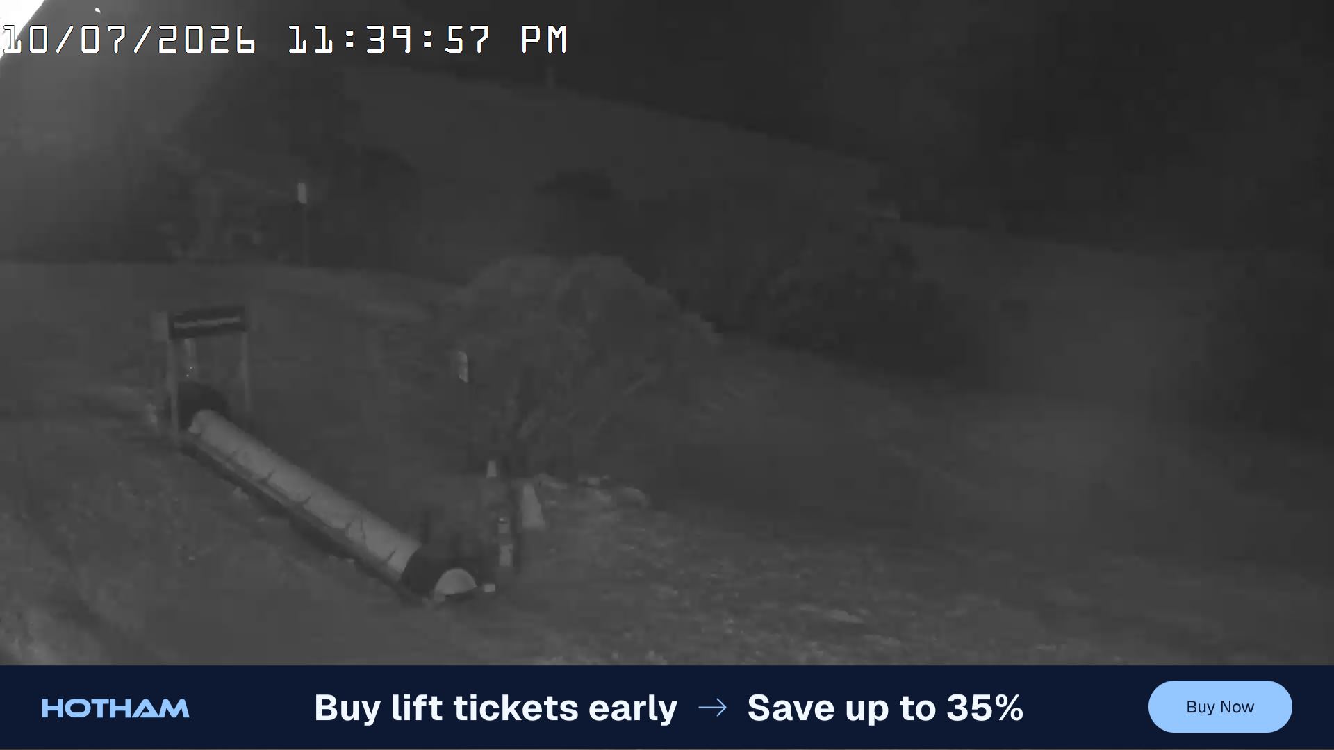 Mt Hotham Pup's and Sun Run snow cam captured at 10 July 2026 at 11:49 pm AEST