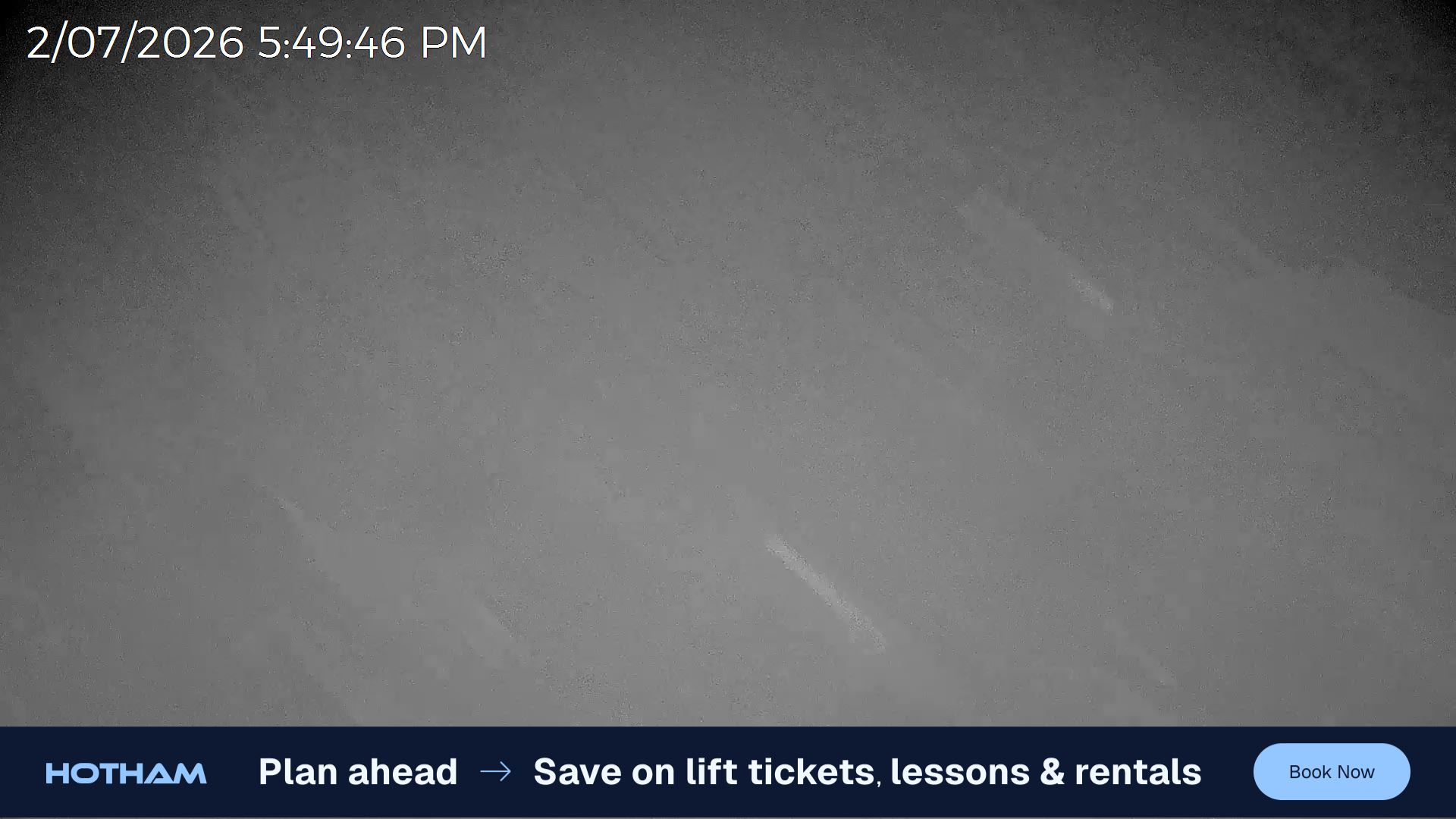 Mt Hotham Skating Rink snow cam captured at 2 July 2026 at 5:50 pm AEST