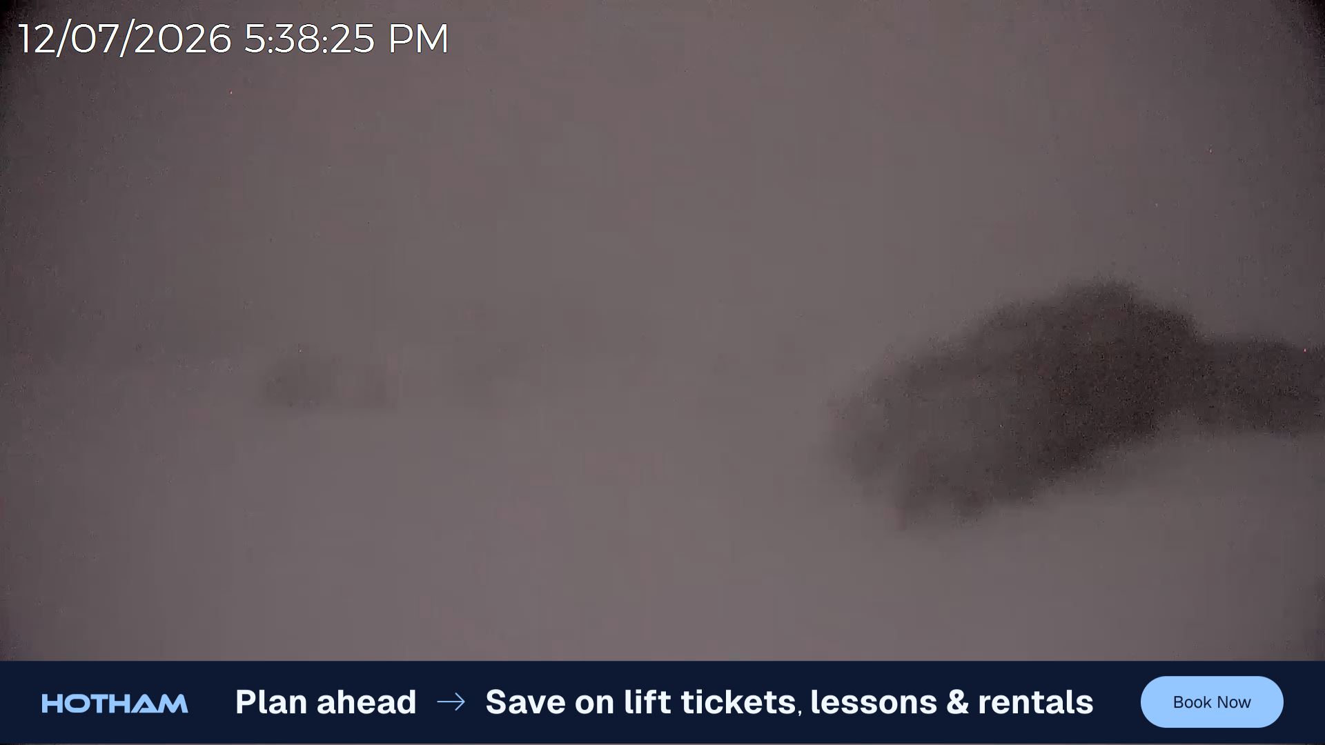 Mt Hotham Skating Rink snow cam captured at 12 July 2026 at 5:47 pm AEST