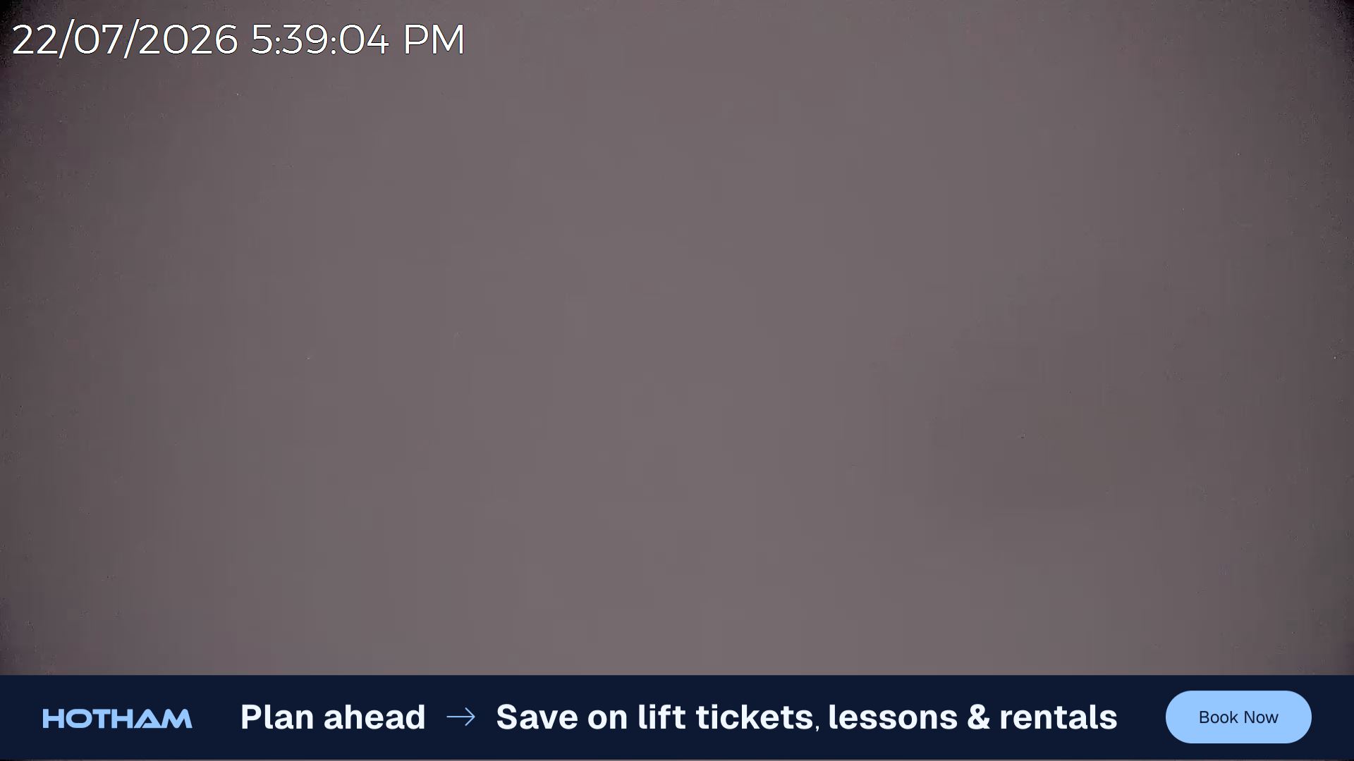 Mt Hotham Skating Rink snow cam captured at 22 July 2026 at 5:49 pm AEST