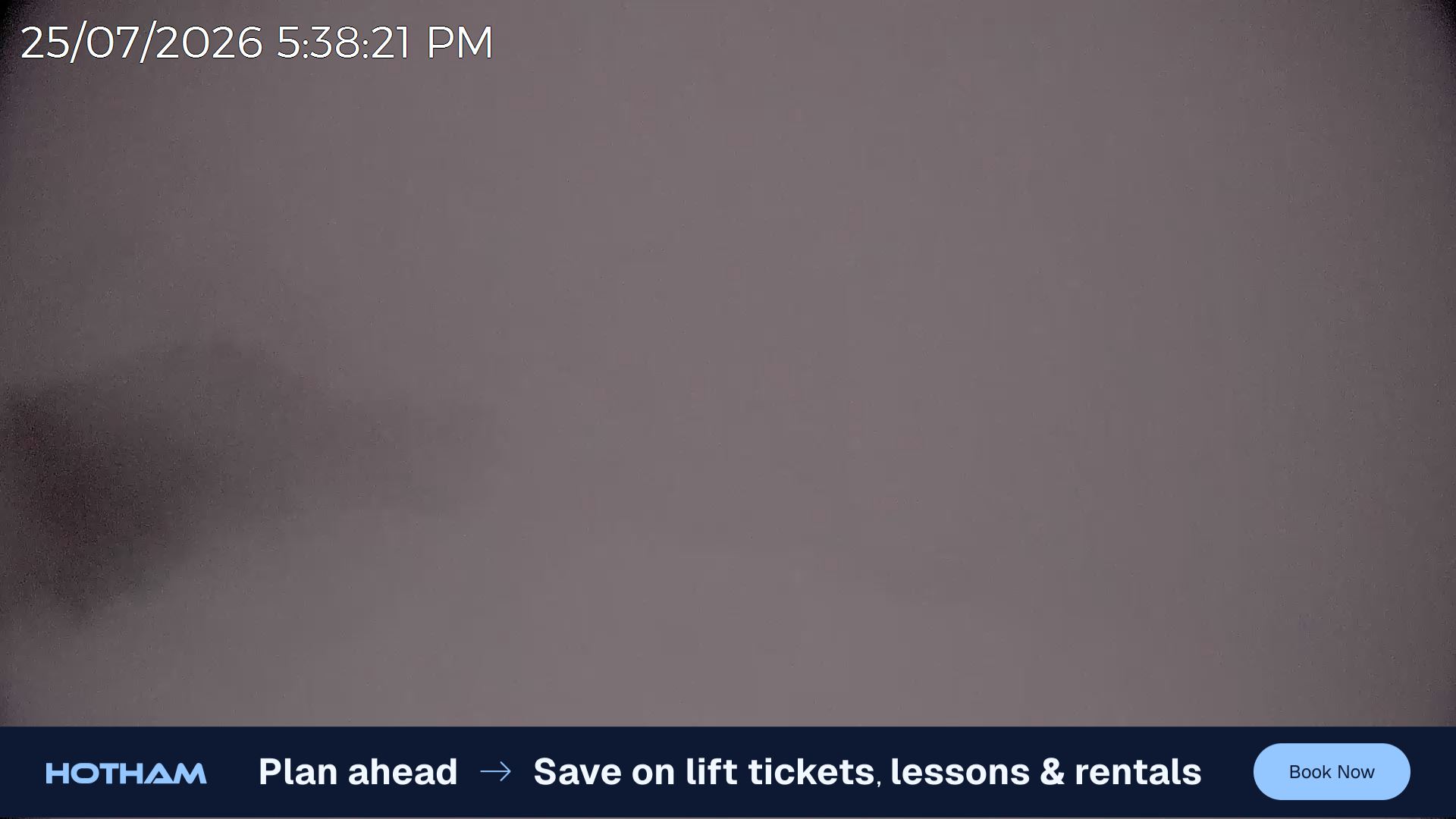 Mt Hotham Skating Rink snow cam captured at 25 July 2026 at 5:42 pm AEST