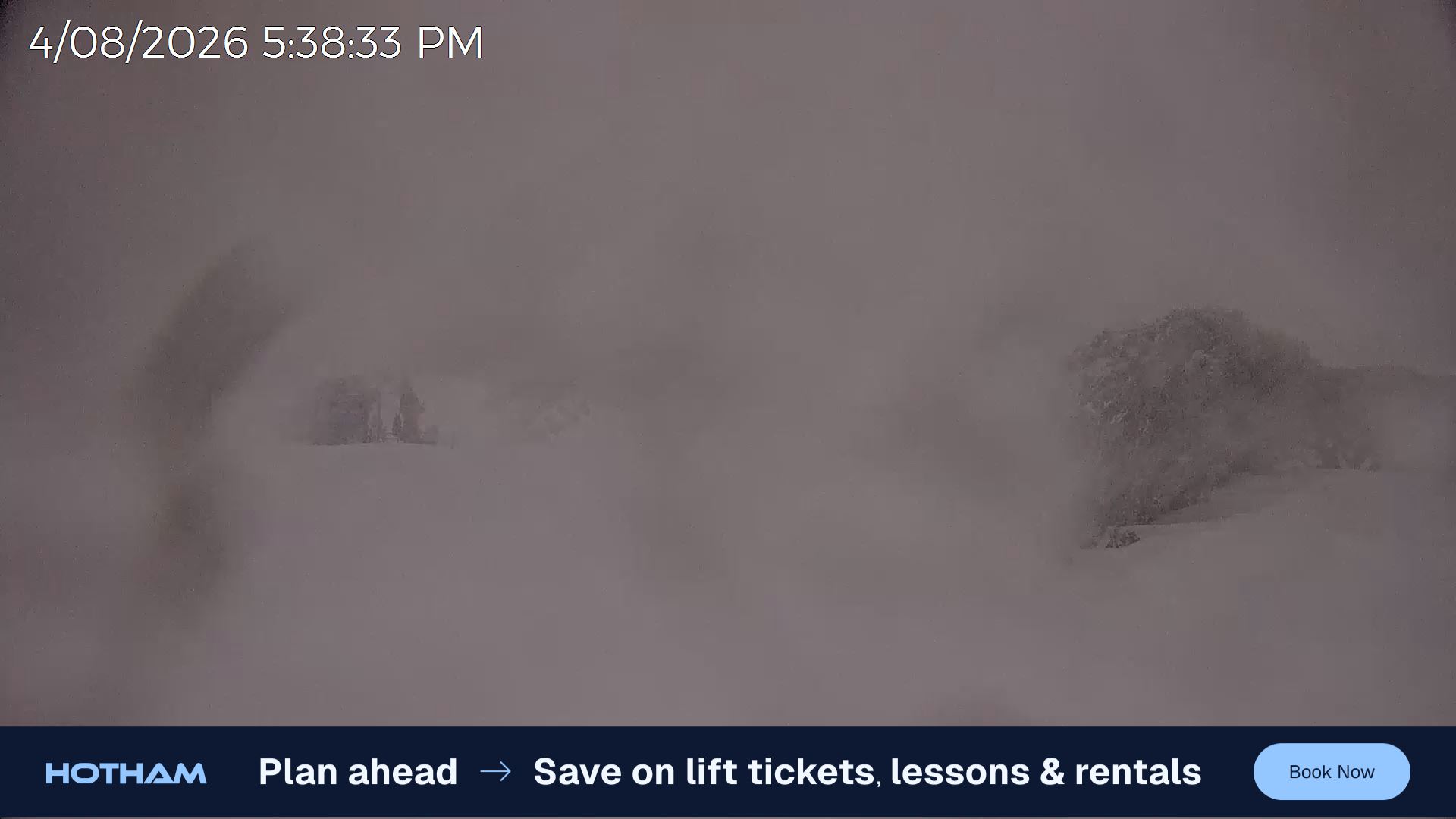 Mt Hotham Skating Rink snow cam captured at 4 August 2026 at 5:40 pm AEST