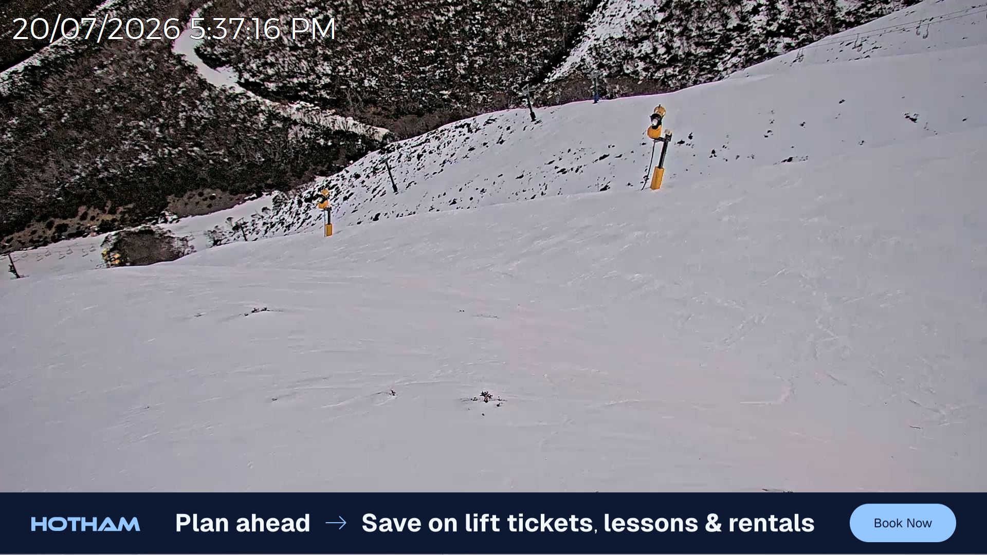 Mt Hotham Gotcha snow cam captured at 20 July 2026 at 5:45 pm AEST