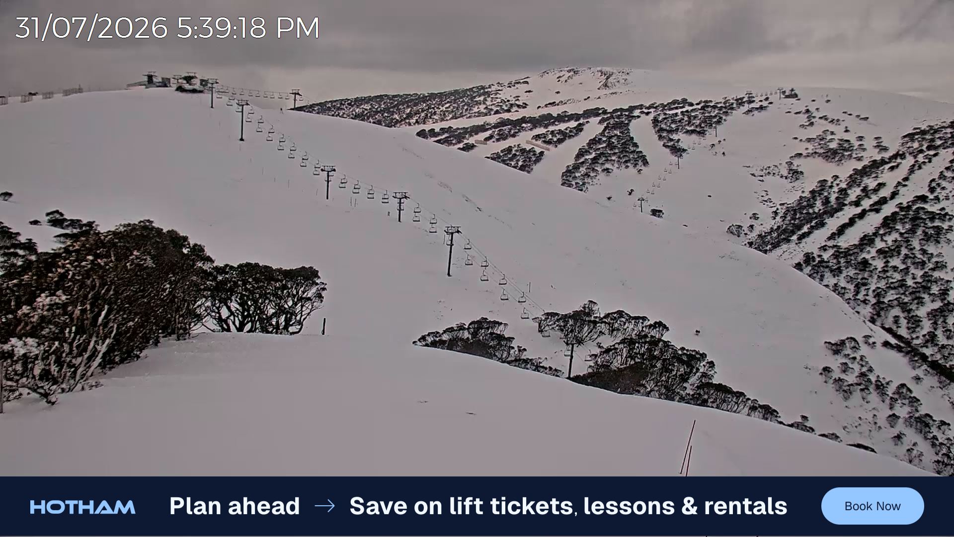 Mt Hotham Gotcha snow cam captured at 31 July 2026 at 5:47 pm AEST