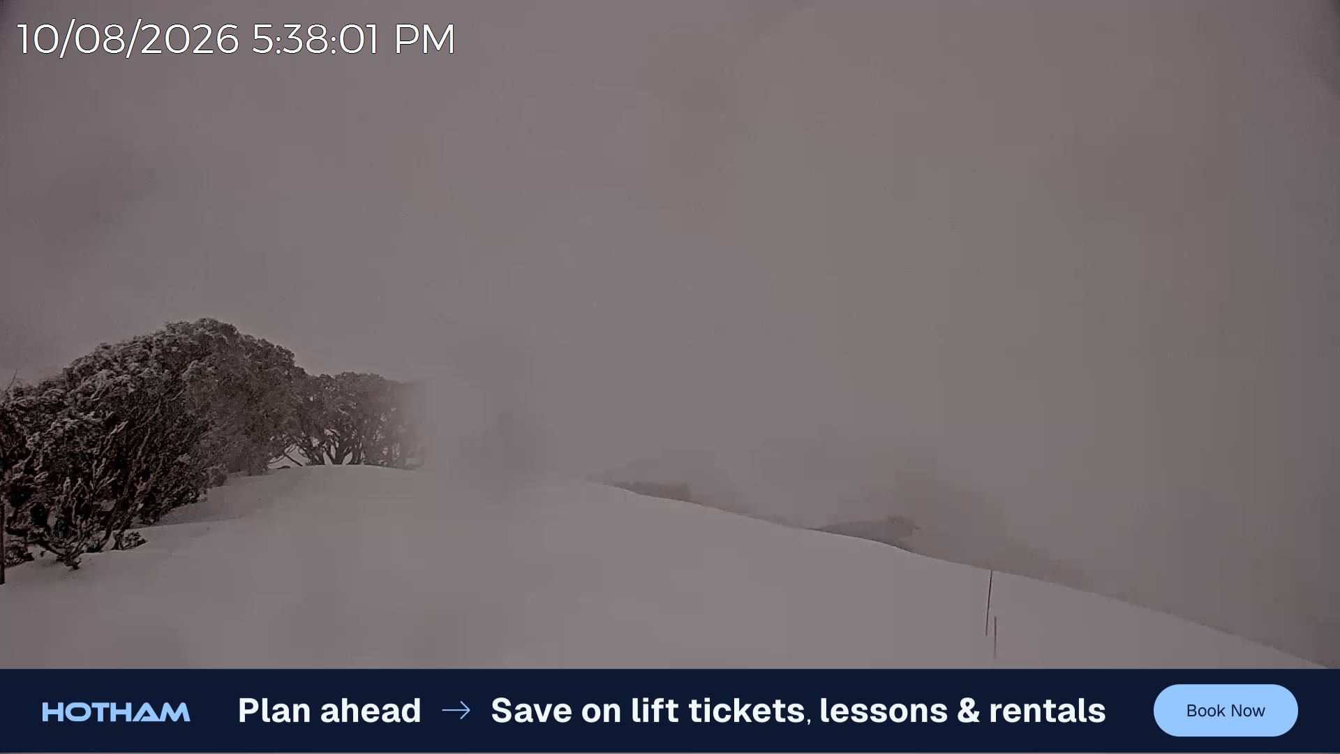Mt Hotham Gotcha snow cam captured at 10 August 2026 at 5:38 pm AEST