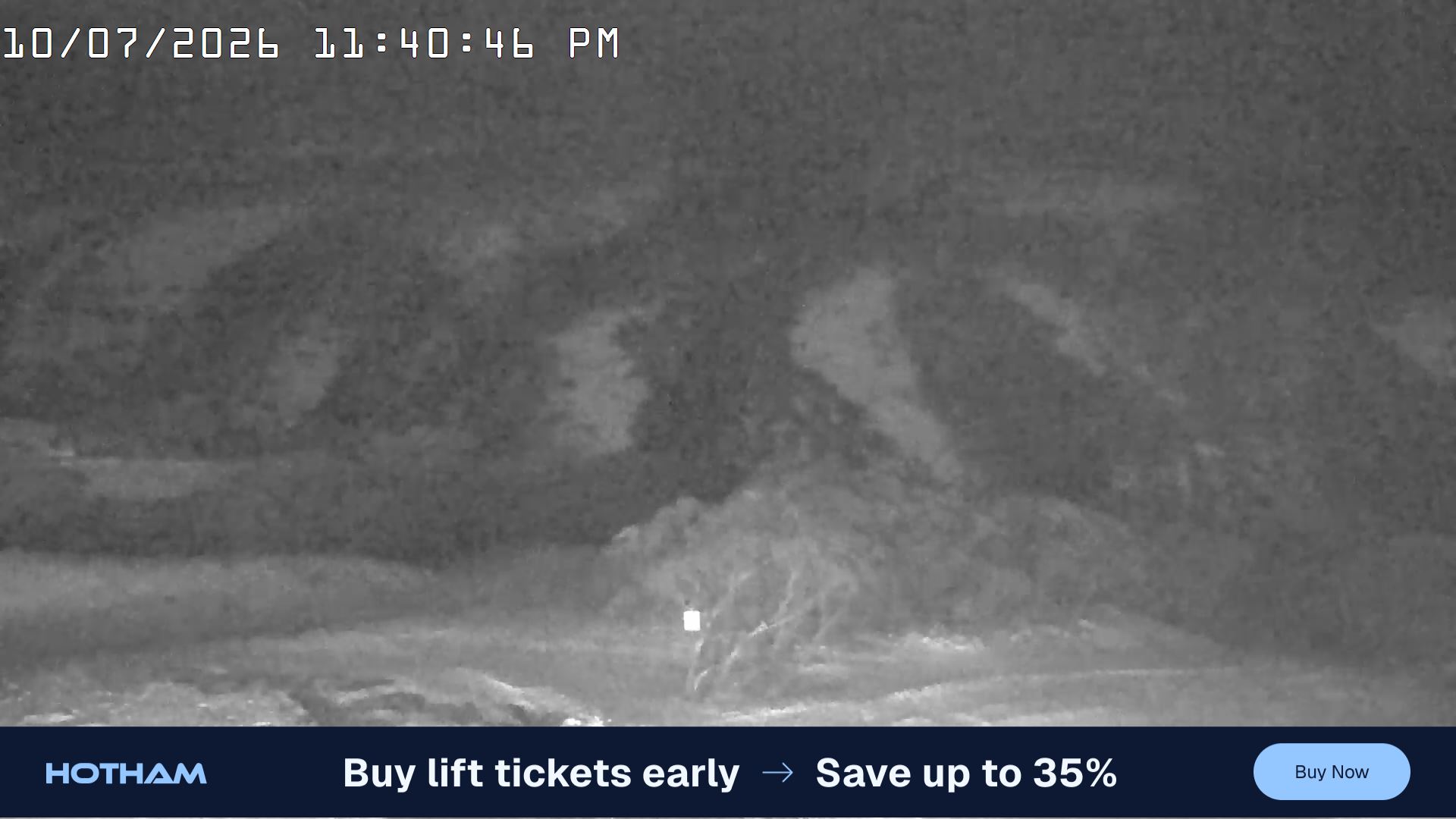 Mt Hotham Golden Point snow cam captured at 10 July 2026 at 11:49 pm AEST