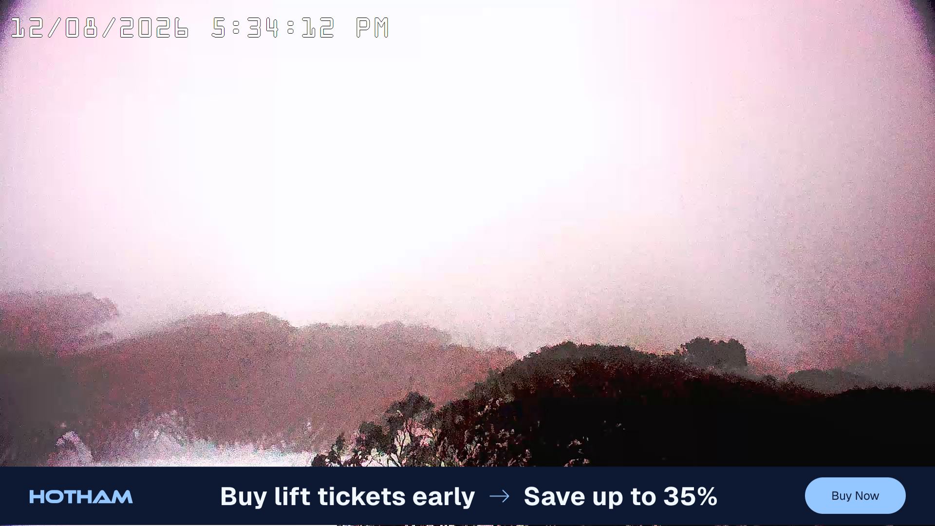 Mt Hotham Golden Point snow cam captured at 12 August 2026 at 5:35 pm AEST