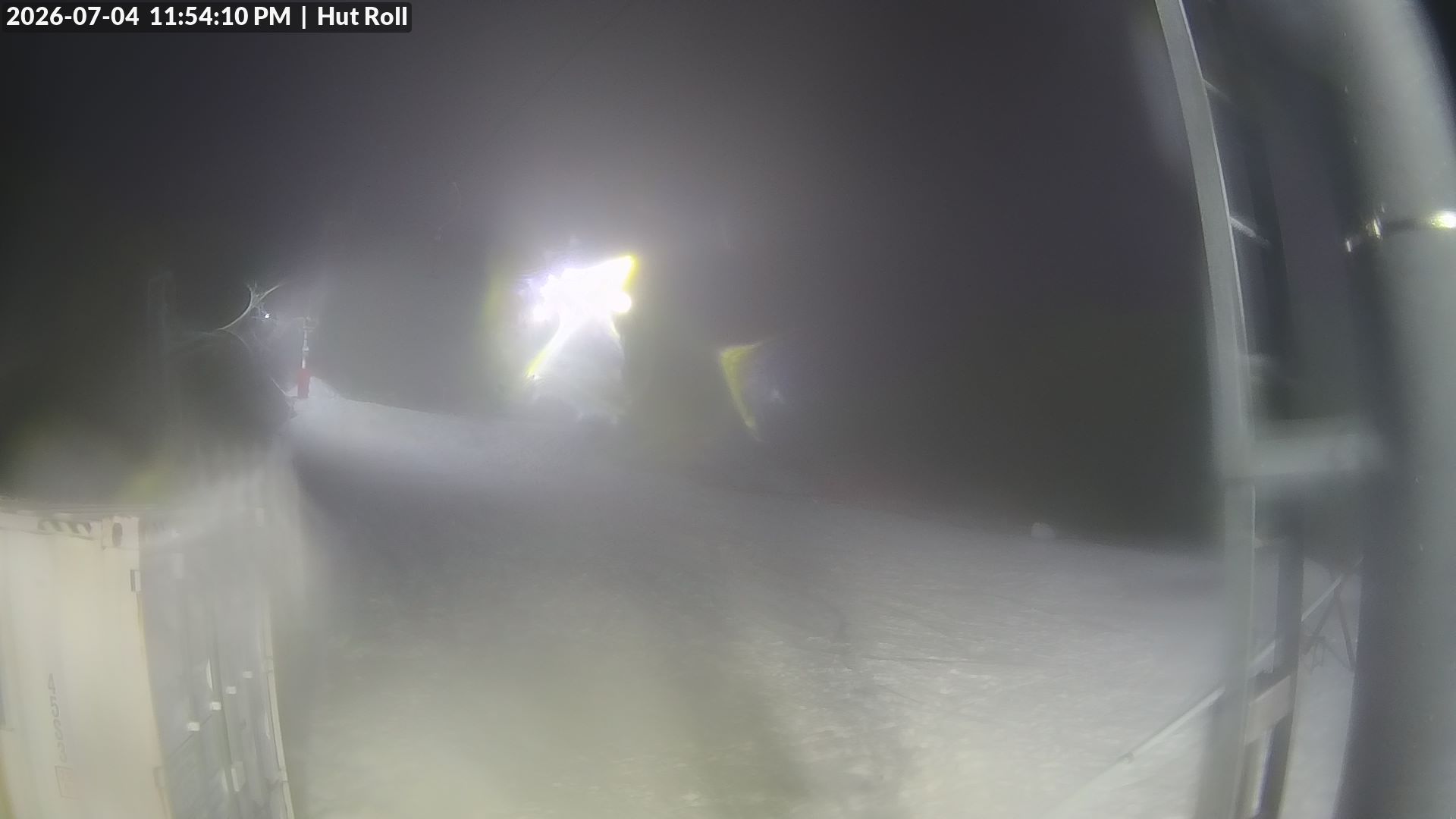 Mt Baw Baw Hut Roll snow cam captured at 4 July 2026 at 11:54 pm AEST
