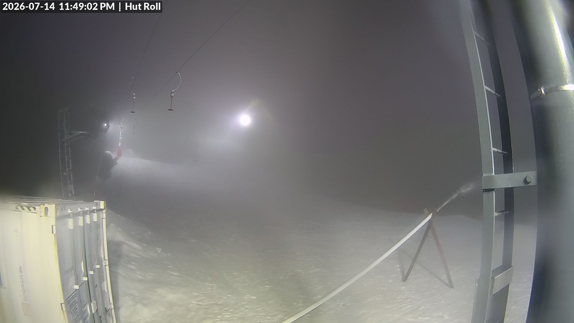 Mt Baw Baw Hut Roll snow cam captured at 14 July 2026 at 11:53 pm AEST