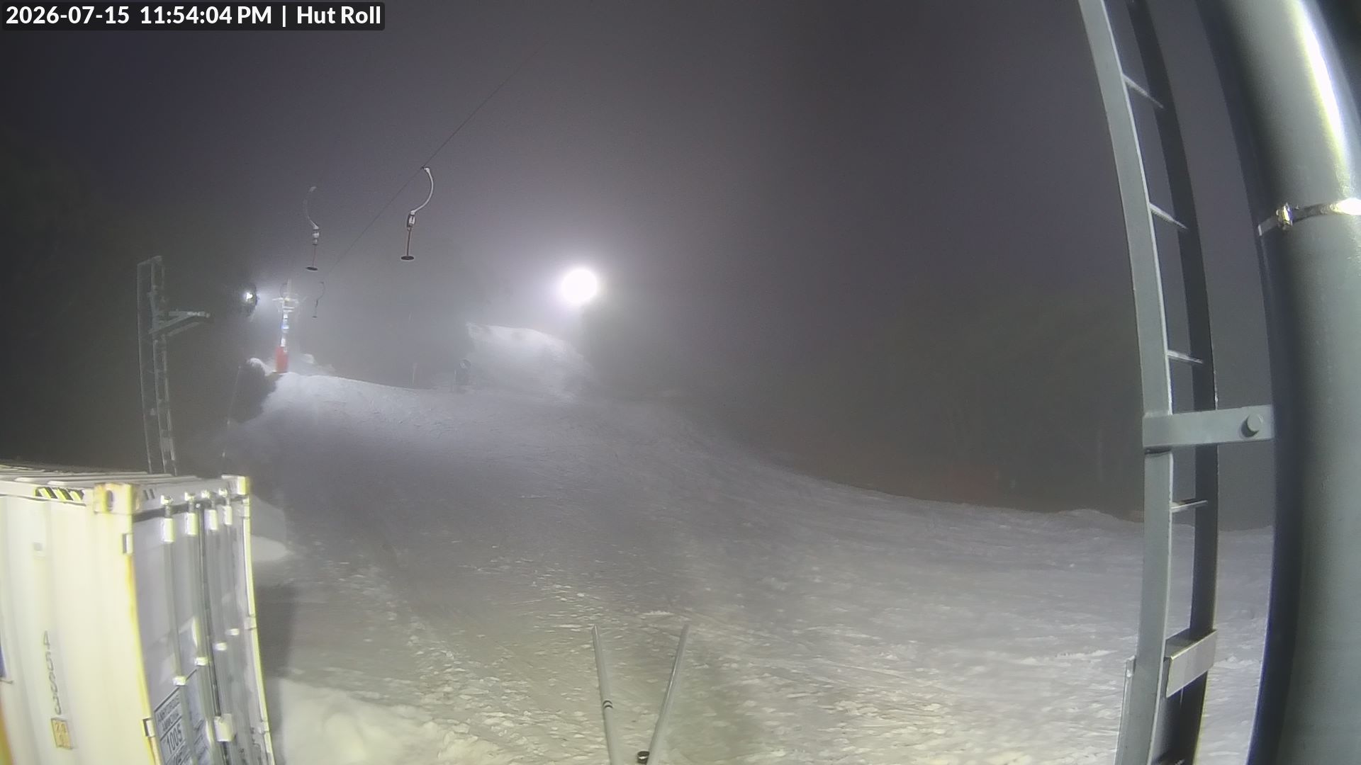 Mt Baw Baw Hut Roll snow cam captured at 15 July 2026 at 11:54 pm AEST