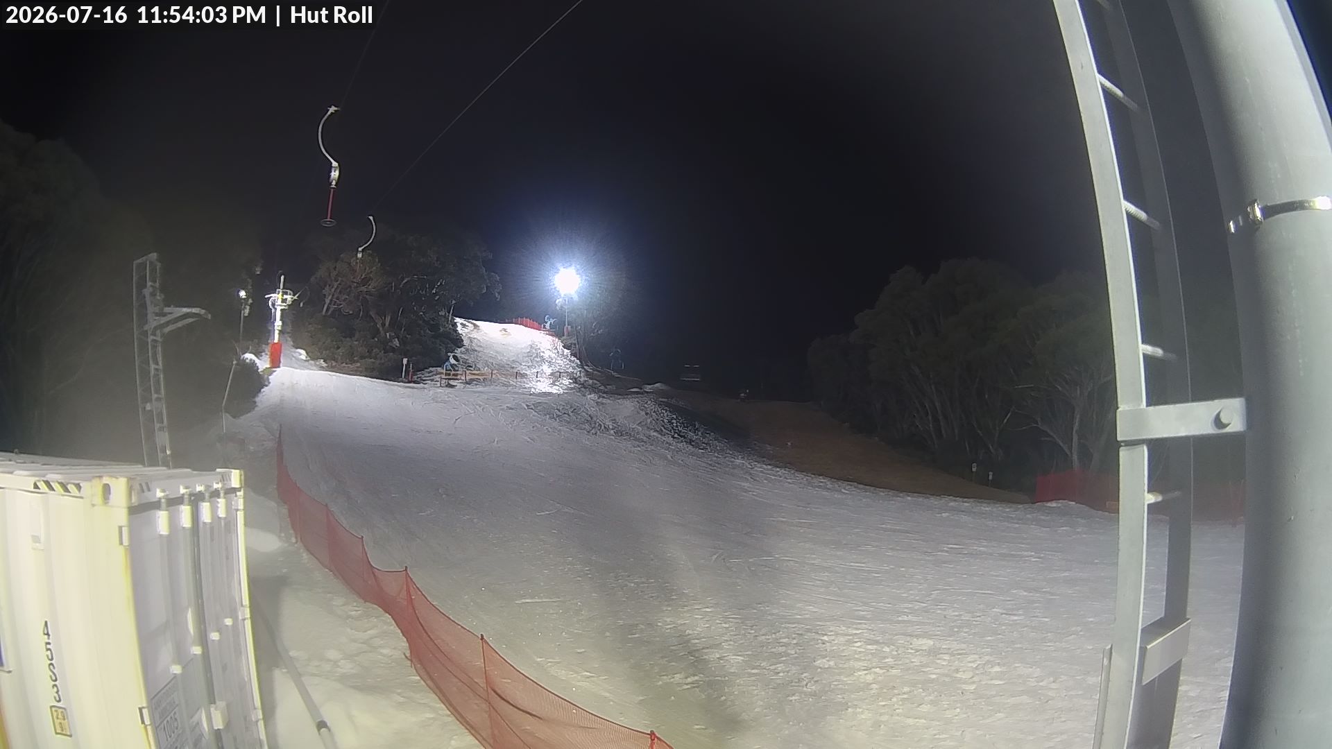 Mt Baw Baw Hut Roll snow cam captured at 16 July 2026 at 11:55 pm AEST
