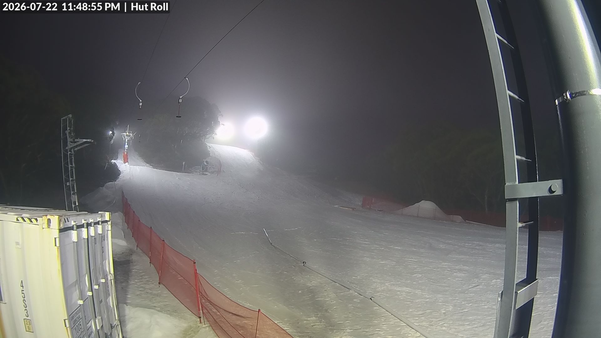 Mt Baw Baw Hut Roll snow cam captured at 22 July 2026 at 11:50 pm AEST