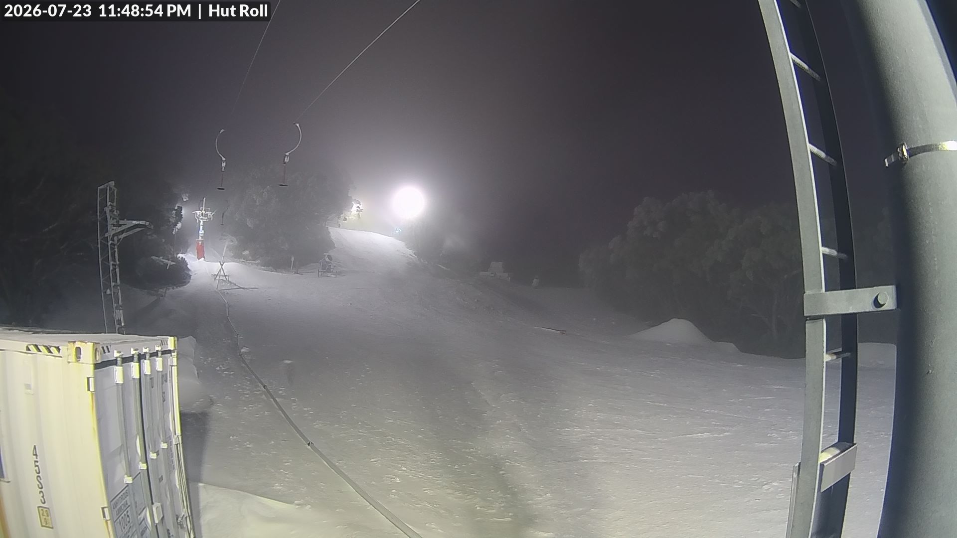 Mt Baw Baw Hut Roll snow cam captured at 23 July 2026 at 11:51 pm AEST