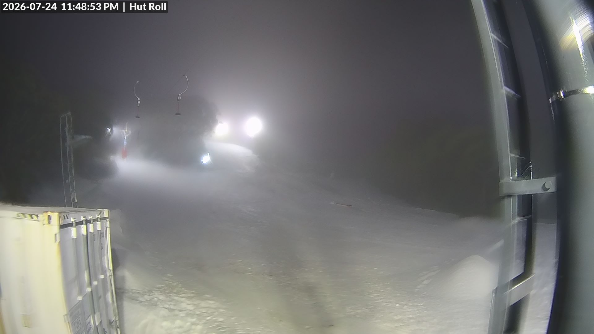 Mt Baw Baw Hut Roll snow cam captured at 24 July 2026 at 11:53 pm AEST
