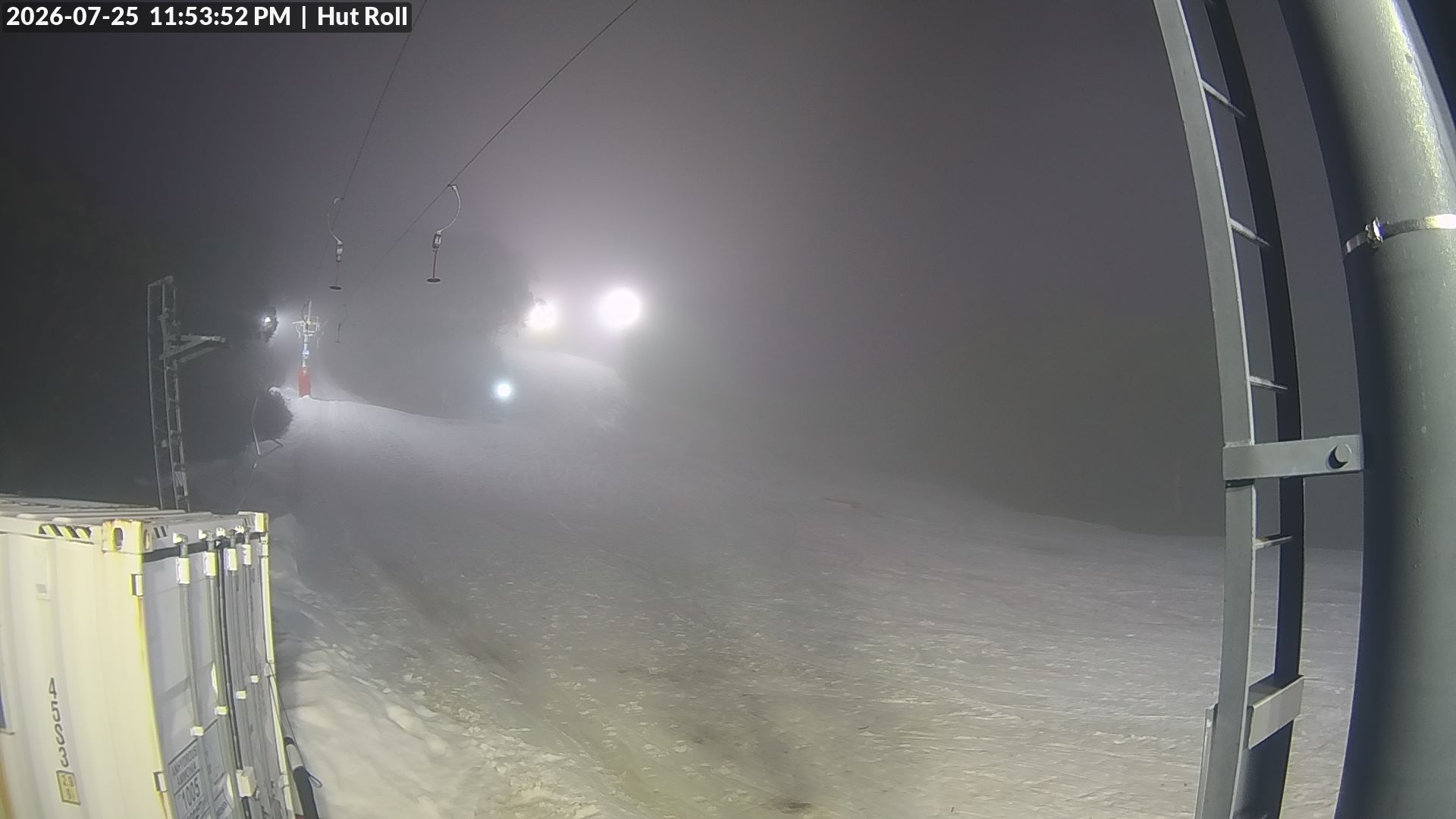 Mt Baw Baw Hut Roll snow cam captured at 25 July 2026 at 11:54 pm AEST