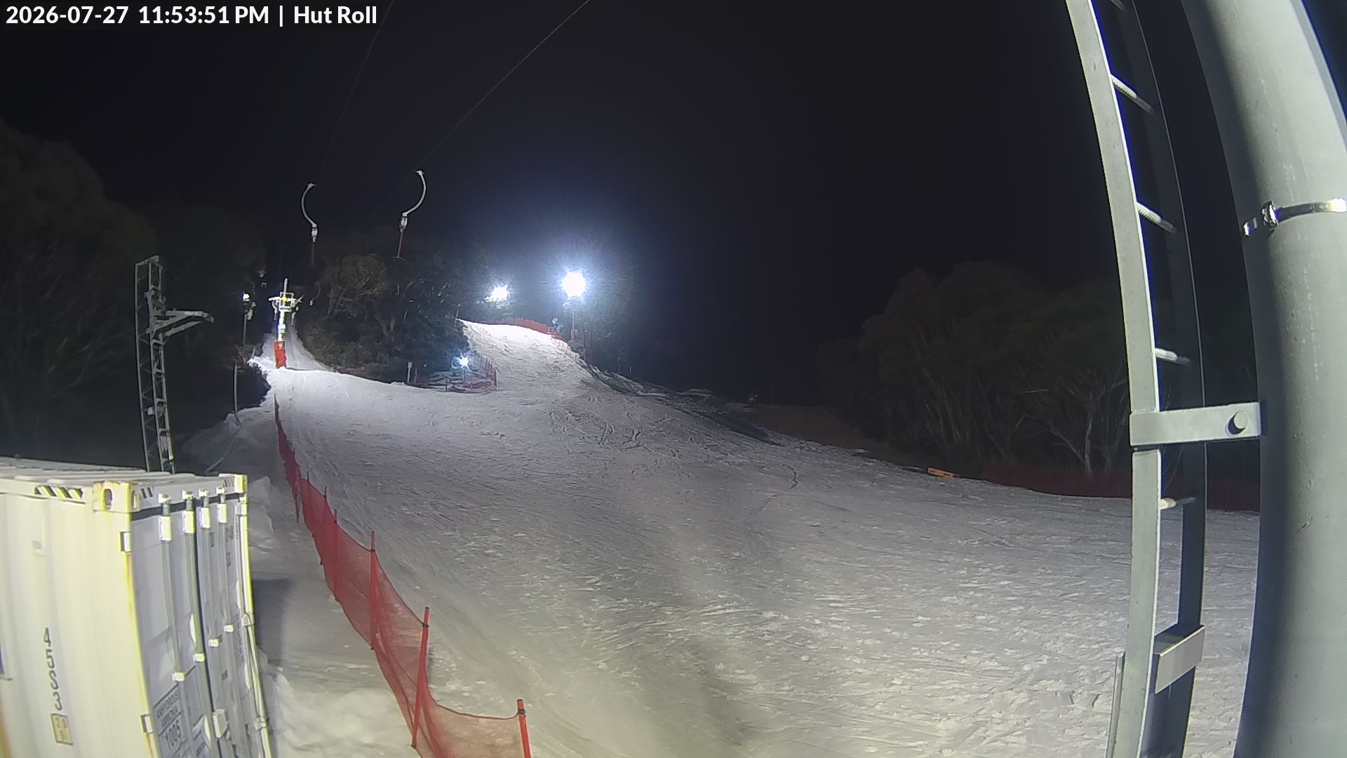Mt Baw Baw Hut Roll snow cam captured at 27 July 2026 at 11:56 pm AEST
