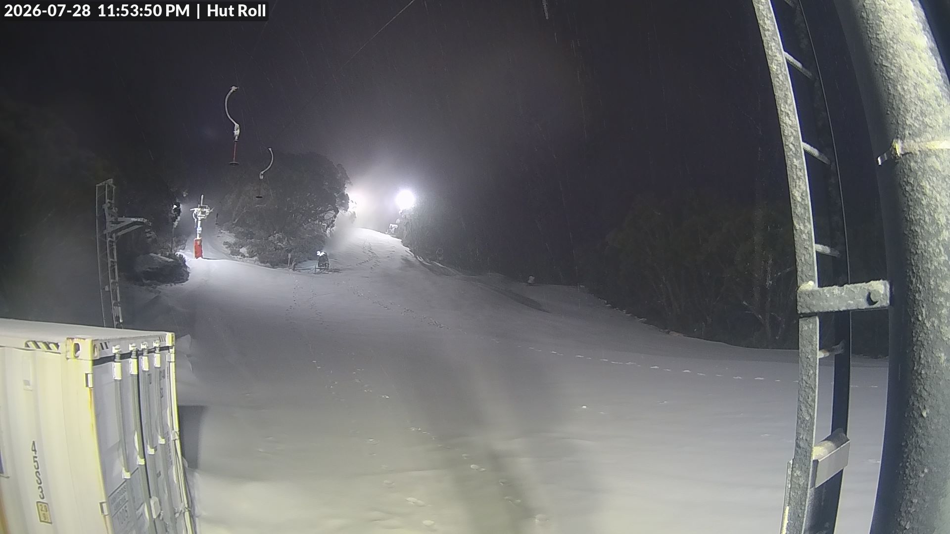 Mt Baw Baw Hut Roll snow cam captured at 28 July 2026 at 11:57 pm AEST