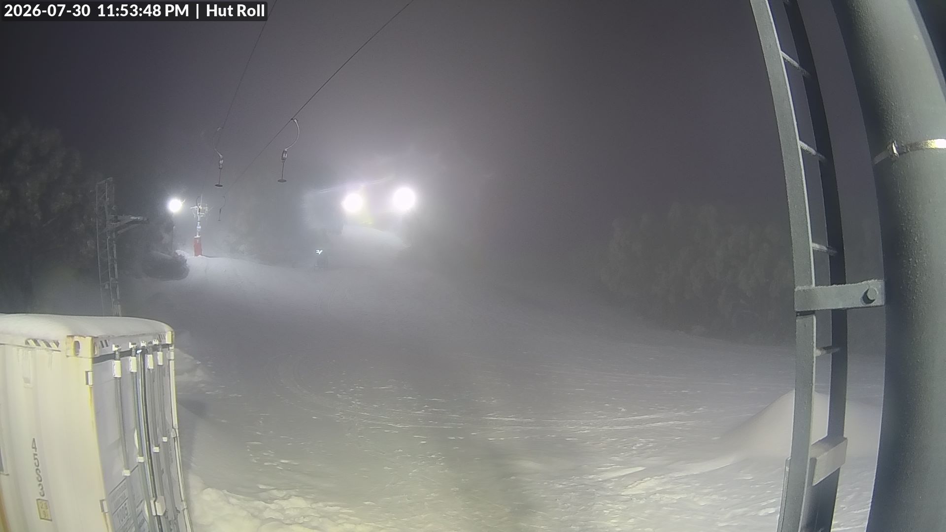 Mt Baw Baw Hut Roll snow cam captured at 30 July 2026 at 11:58 pm AEST