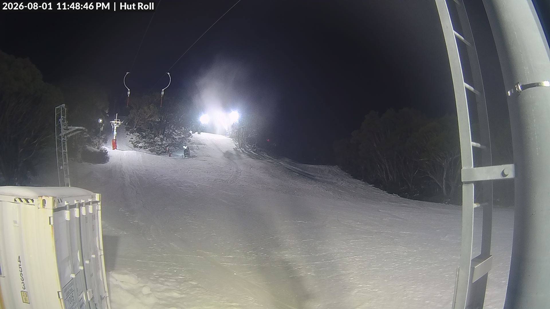 Mt Baw Baw Hut Roll snow cam captured at 1 August 2026 at 11:53 pm AEST