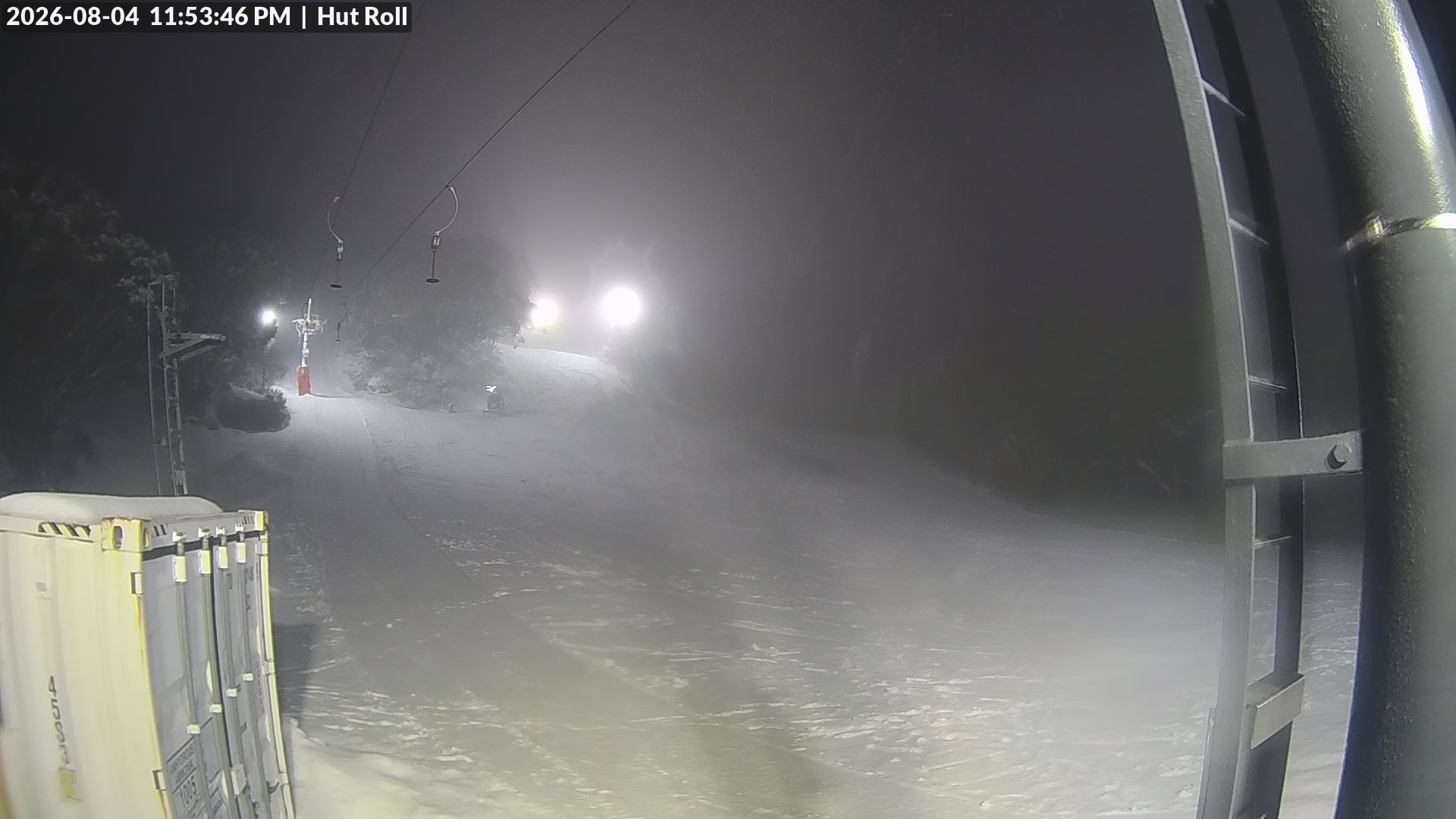 Mt Baw Baw Hut Roll snow cam captured at 4 August 2026 at 11:54 pm AEST