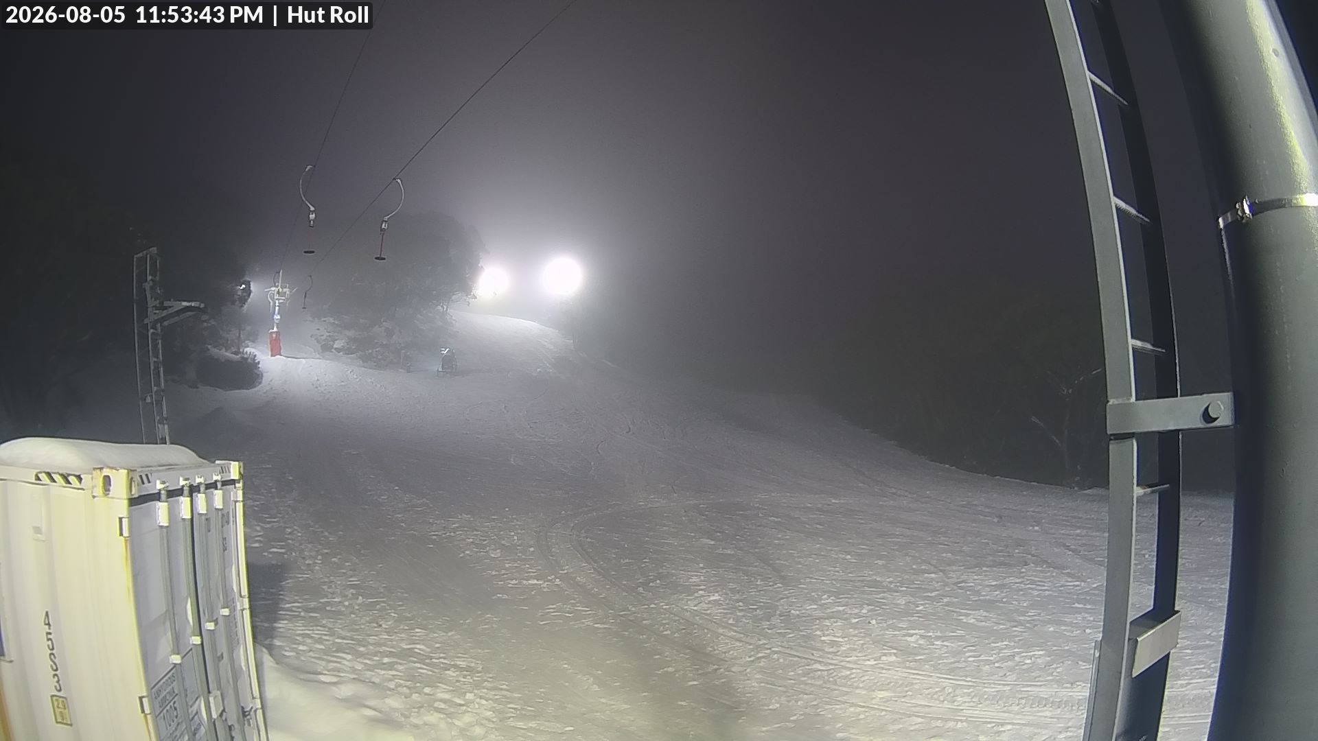 Mt Baw Baw Hut Roll snow cam captured at 5 August 2026 at 11:55 pm AEST