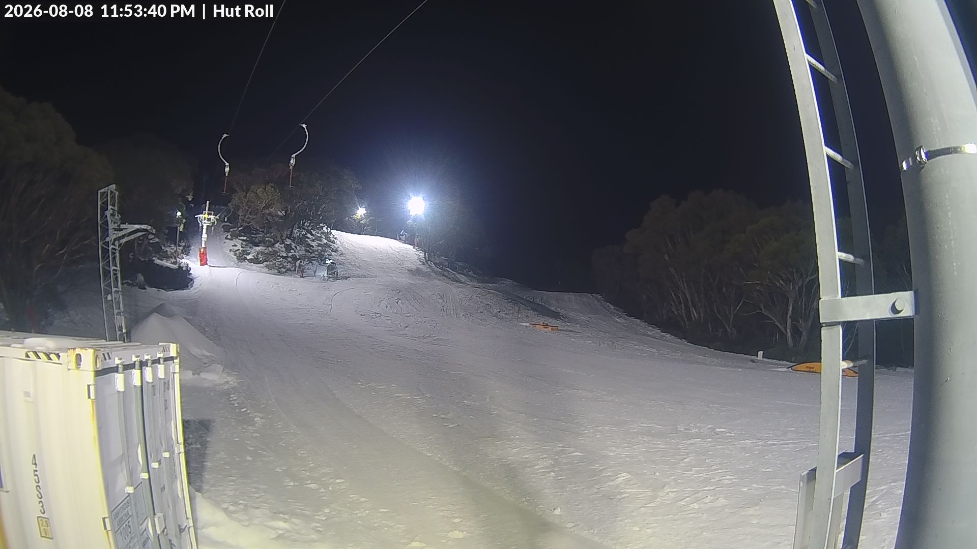 Mt Baw Baw Hut Roll snow cam captured at 8 August 2026 at 11:58 pm AEST