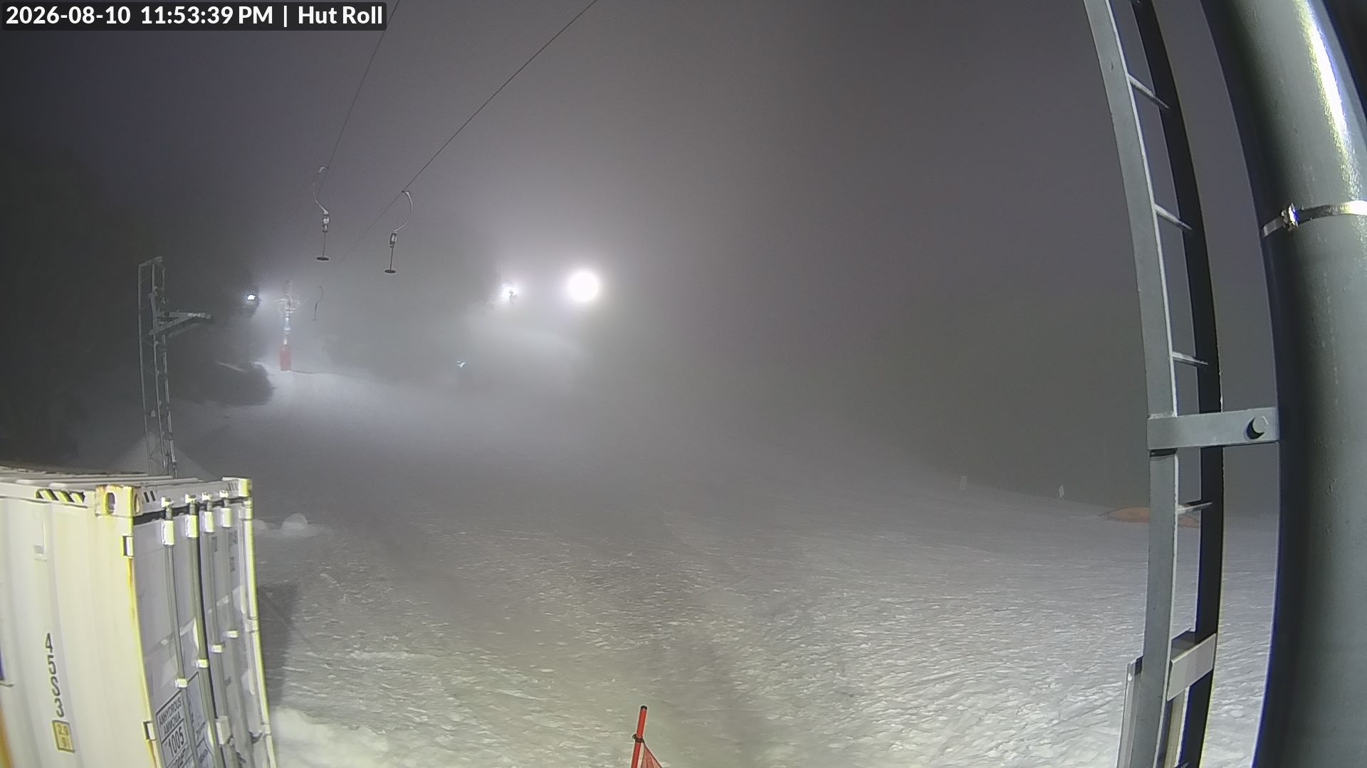 Mt Baw Baw Hut Roll snow cam captured at 10 August 2026 at 11:57 pm AEST