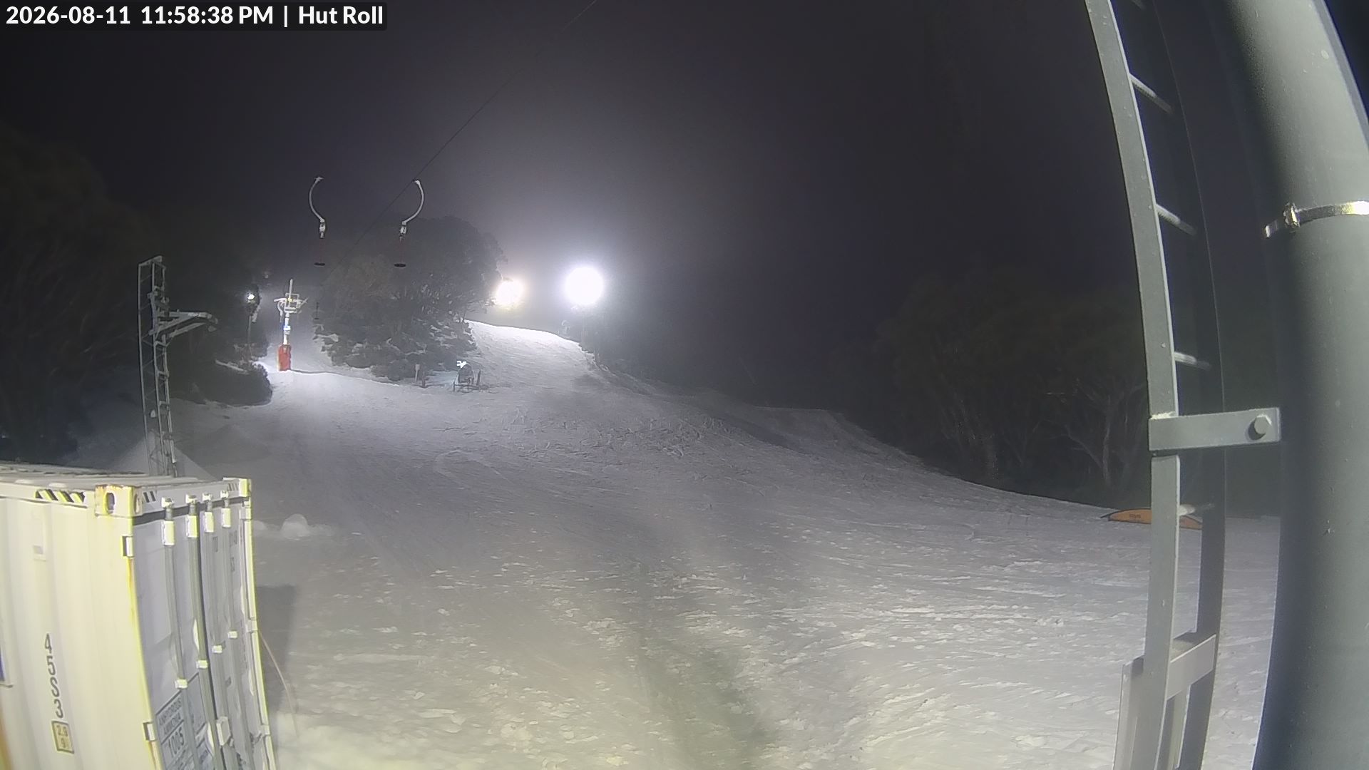 Mt Baw Baw Hut Roll snow cam captured at 11 August 2026 at 11:58 pm AEST