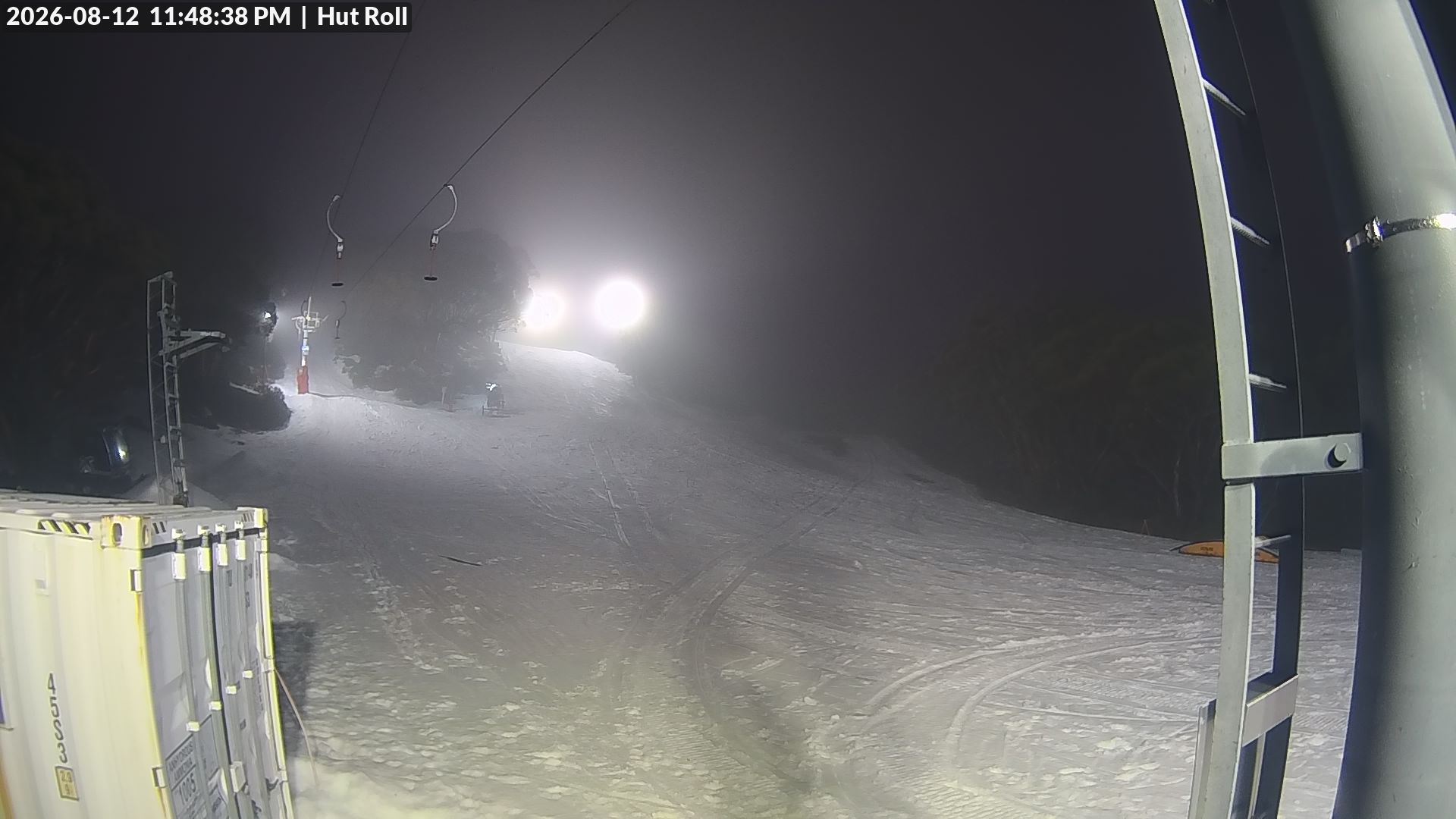 Mt Baw Baw Hut Roll snow cam captured at 12 August 2026 at 11:53 pm AEST
