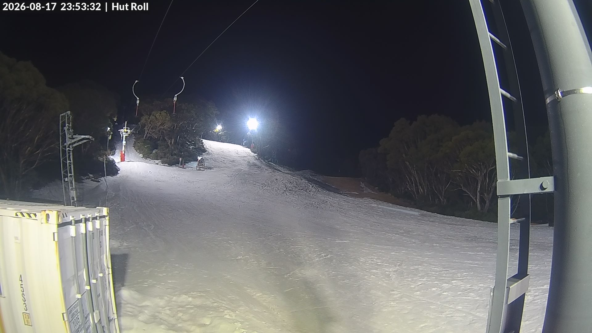 Mt Baw Baw Hut Roll snow cam captured at 17 August 2026 at 11:57 pm AEST