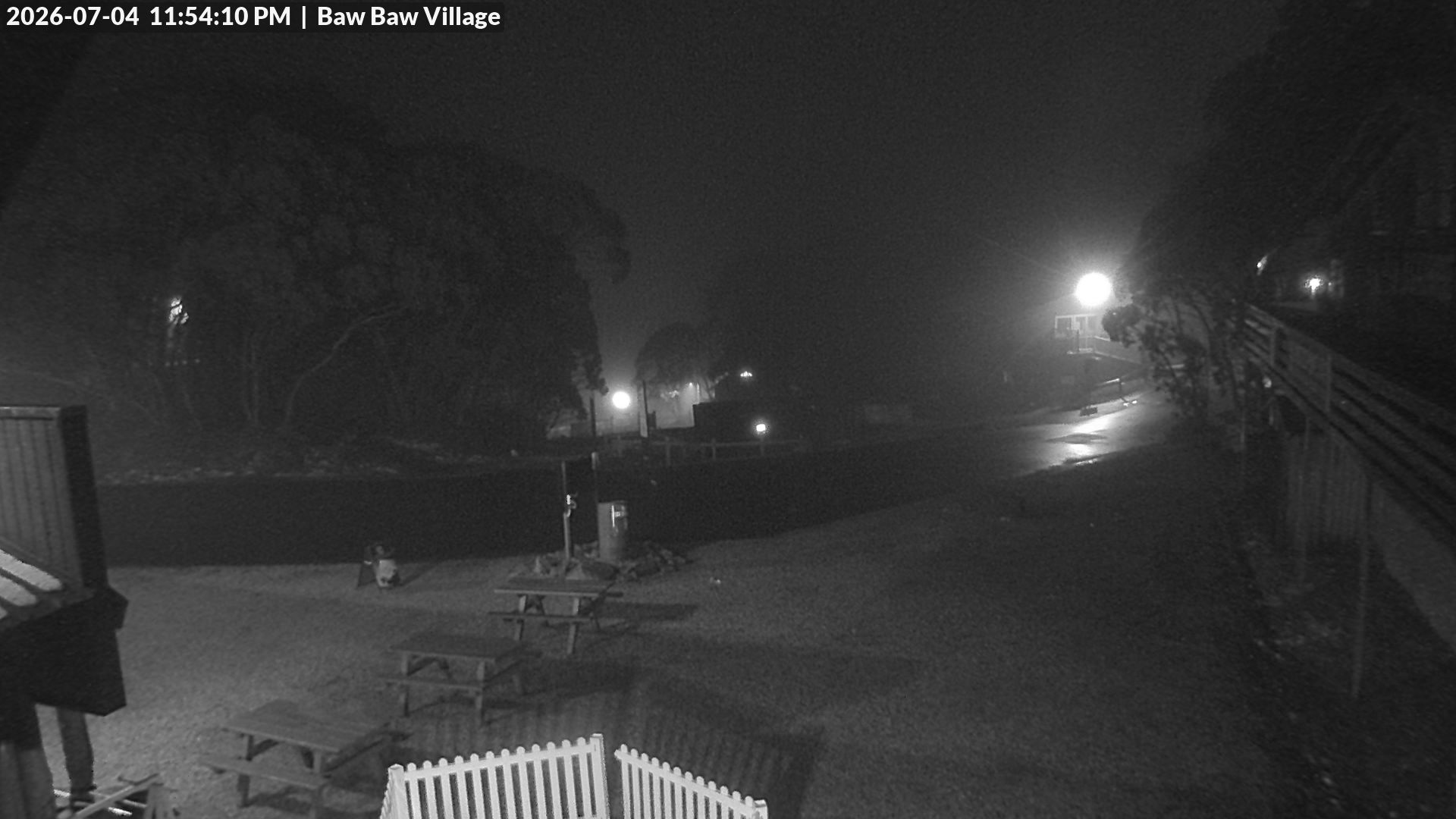 Mt Baw Baw Baw Baw Village snow cam captured at 4 July 2026 at 11:54 pm AEST