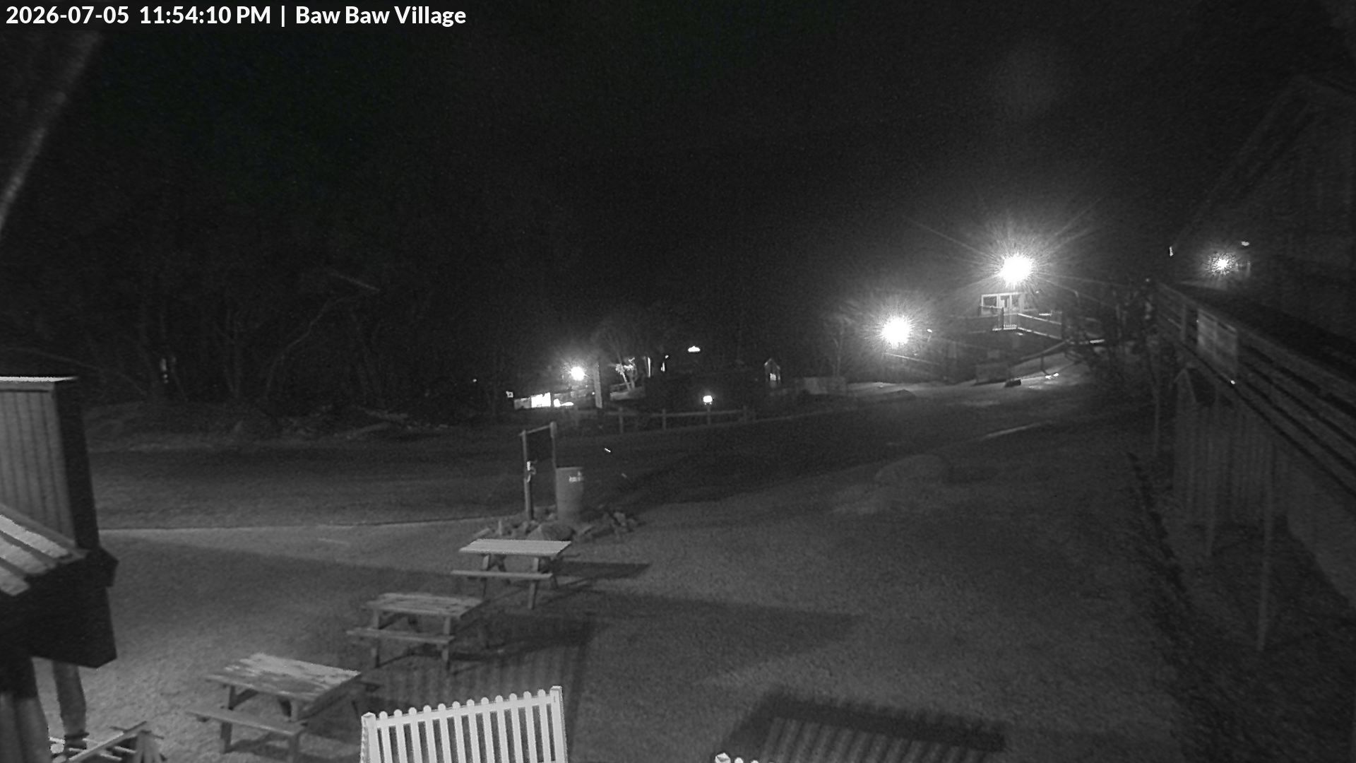 Mt Baw Baw Baw Baw Village snow cam captured at 5 July 2026 at 11:55 pm AEST