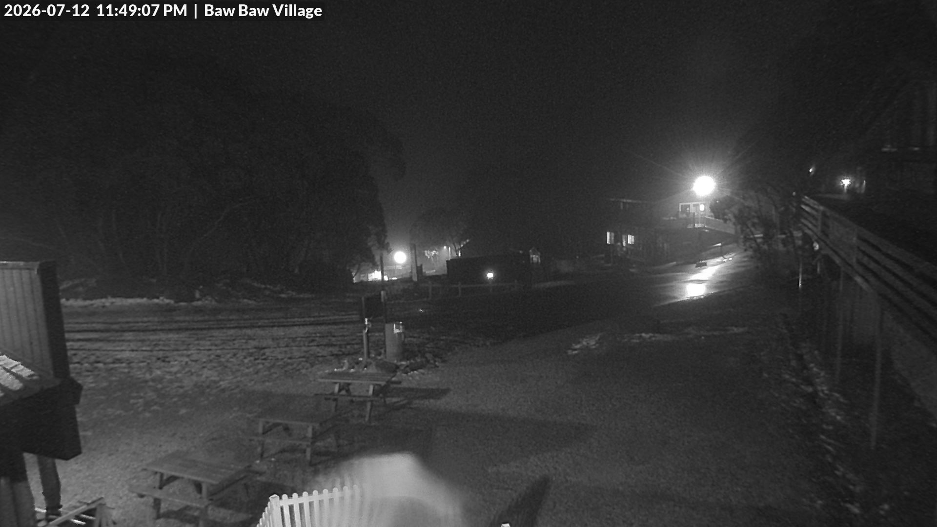 Mt Baw Baw Baw Baw Village snow cam captured at 12 July 2026 at 11:50 pm AEST